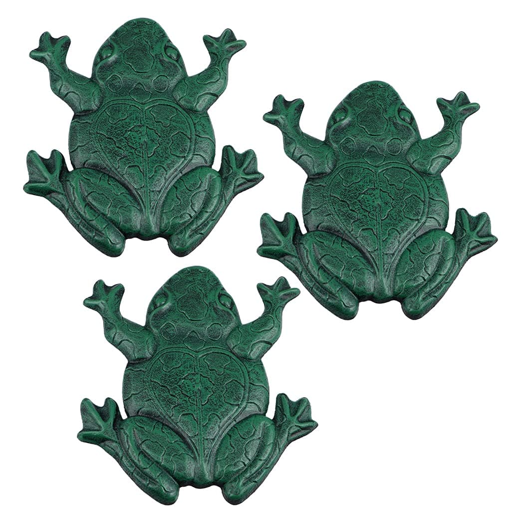 MDLUU 3-Pack Frog Stepping Stone, Cast Iron Frog Art, Decorative Flagstone for Garden Walkway, Flower Bed