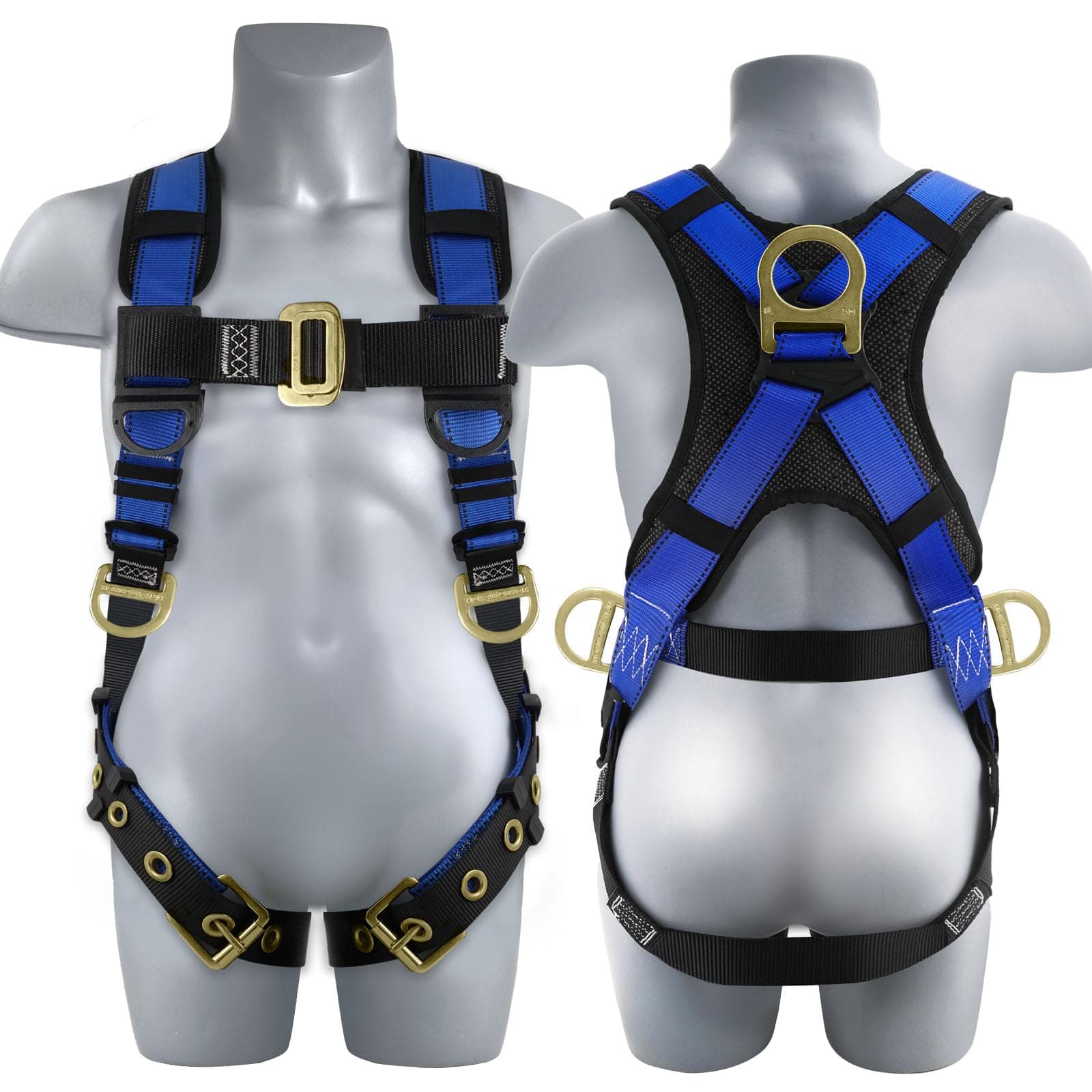 TRSMIMA Safety Harness Fall Protection - Fall Arrest Climbing Roofing Work Belt with Back Shoulder Padded D-Ring Grommet Legs Approved ANSI