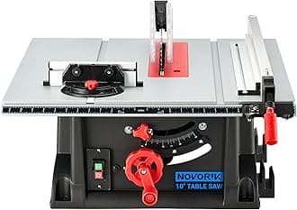 NOVORIK 10“ Portable Table Saw, 10 Inch Heavy-Duty Table Saw with 15 Amp Motor, Benchtop 10-Inch with TCT Blade for Woodworking Included