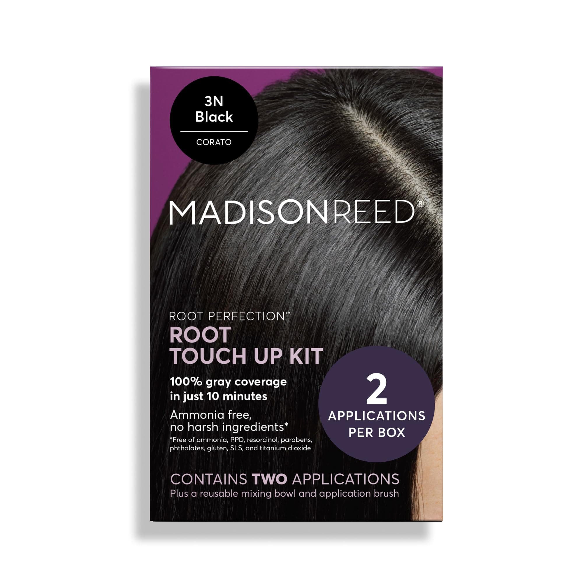 Madison Reed Root Perfection Permanent Root Touch Up, Black 3N Corato, 10 Minutes for 100% Gray Root Coverage, Ammonia-Free Hair Dye, Two Applications