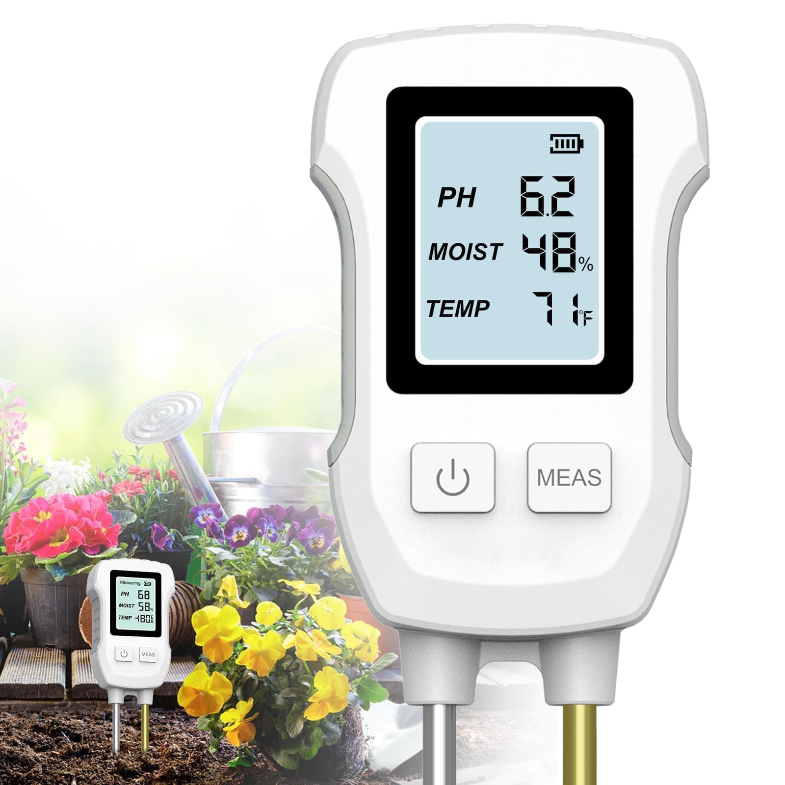 3-in-1 Digital Soil Moisture Meter with Backlight LCD Display - Measures Temperature Moisture and PH, Ideal for House Plants, Gardens Lawns, Indoor & Outdoor Use