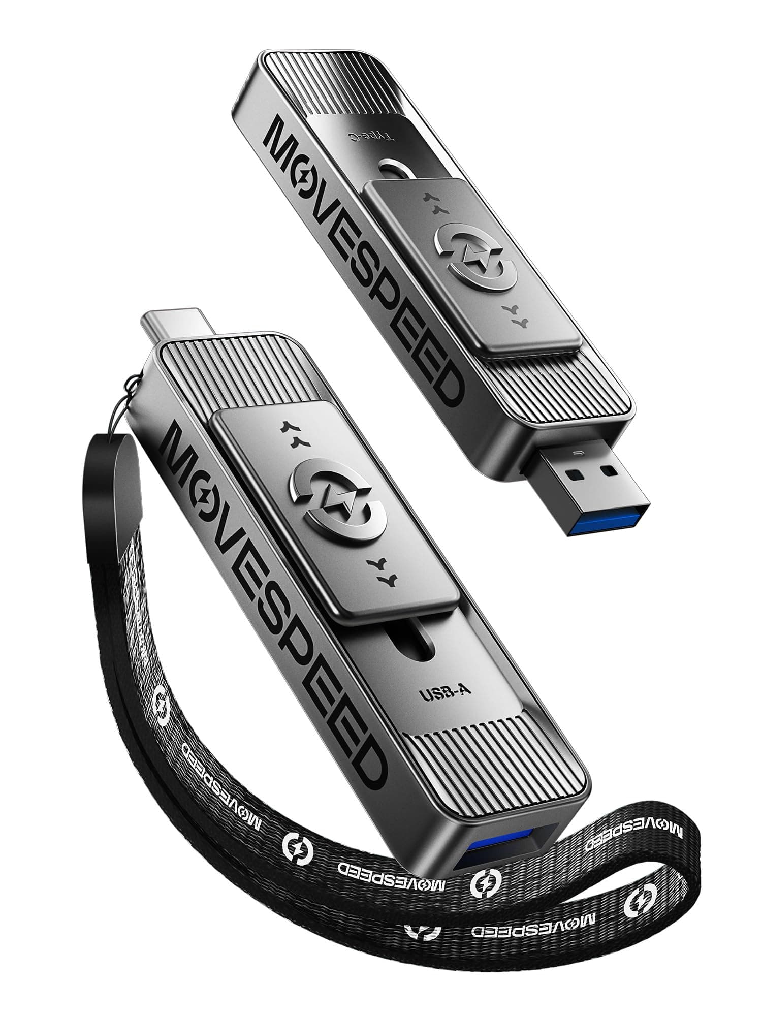 MOVE SPEED 512GB Solid State Drives with Dual Ports & Push-Pull Design — 560MB/s Read Speed, Type C + USB 3.2 Drive Portable ssd for iPhone 15/16/Android/Mac