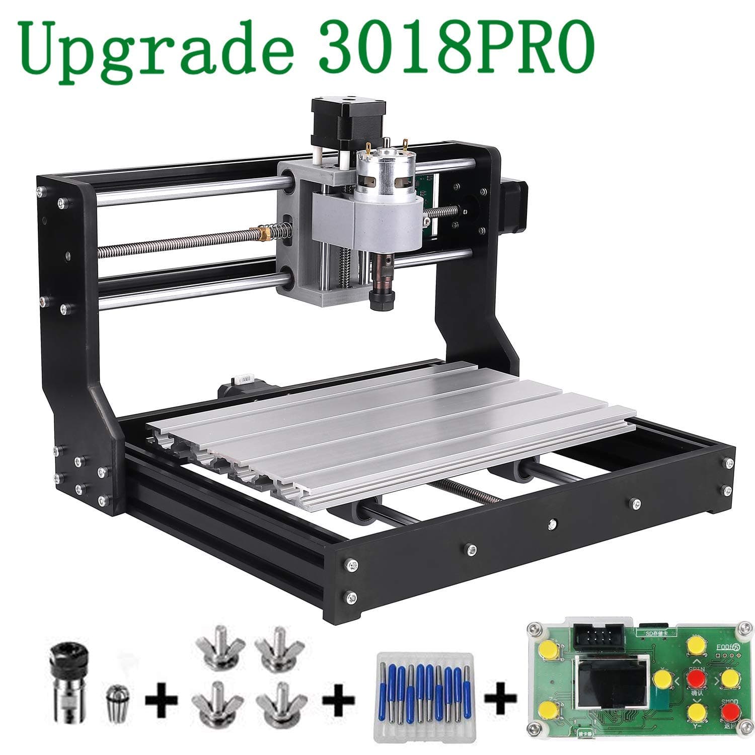 Missice Upgrade Version (Easy to Install) CNC 3018 Pro GRBL Control DIY Mini CNC Machine, 3 Axis PCB Milling Machine, Wood Router Engraver with Offline Controller, with ER11 and 5mm Extension Rod