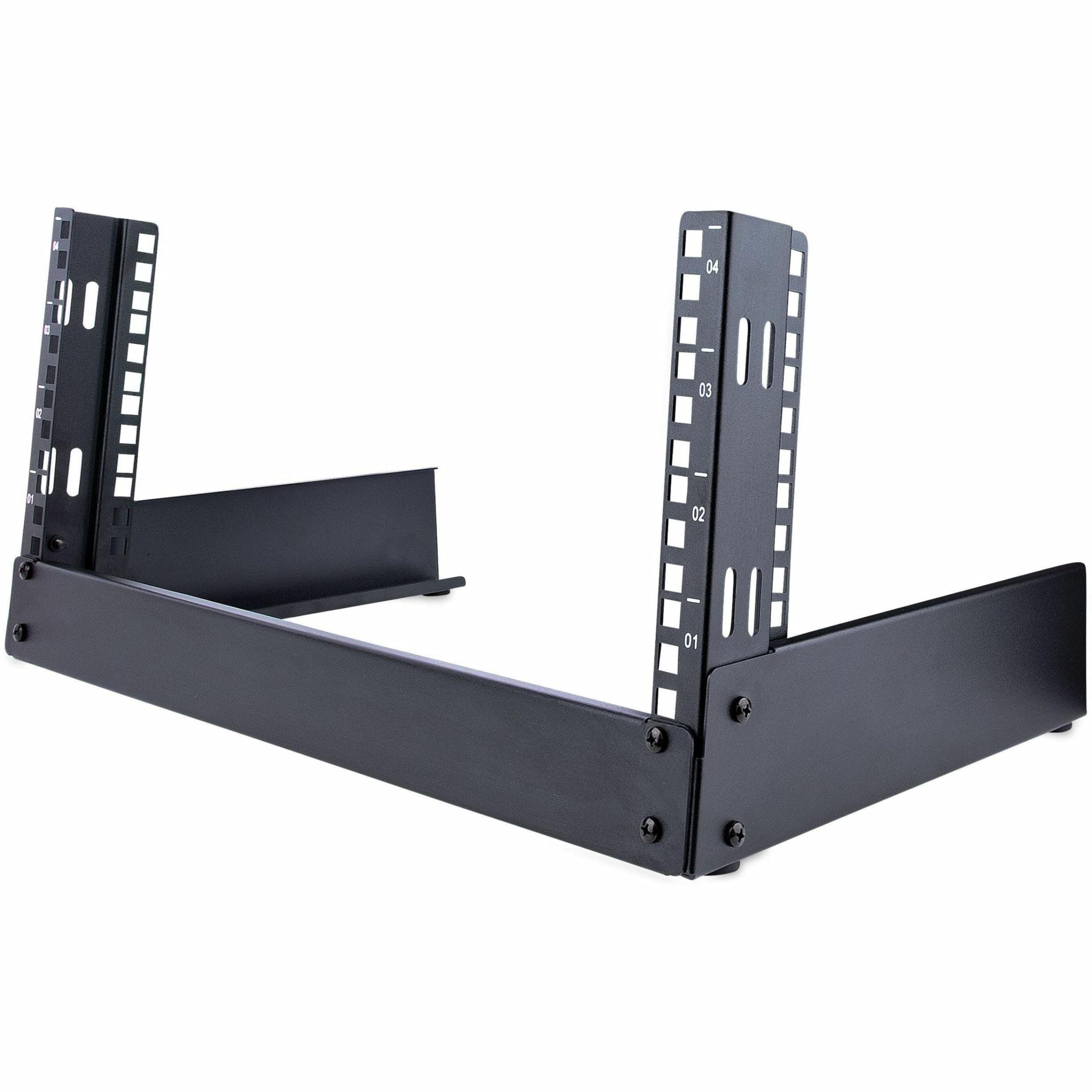 2-Post 4U Desktop Server Rack, Small Open Frame 19in Computer Rack, Compact Network Rack for AV / Studio / Data / IT Equipment, Free Standing Two-Post Home/Office Rack (RK4OD)
