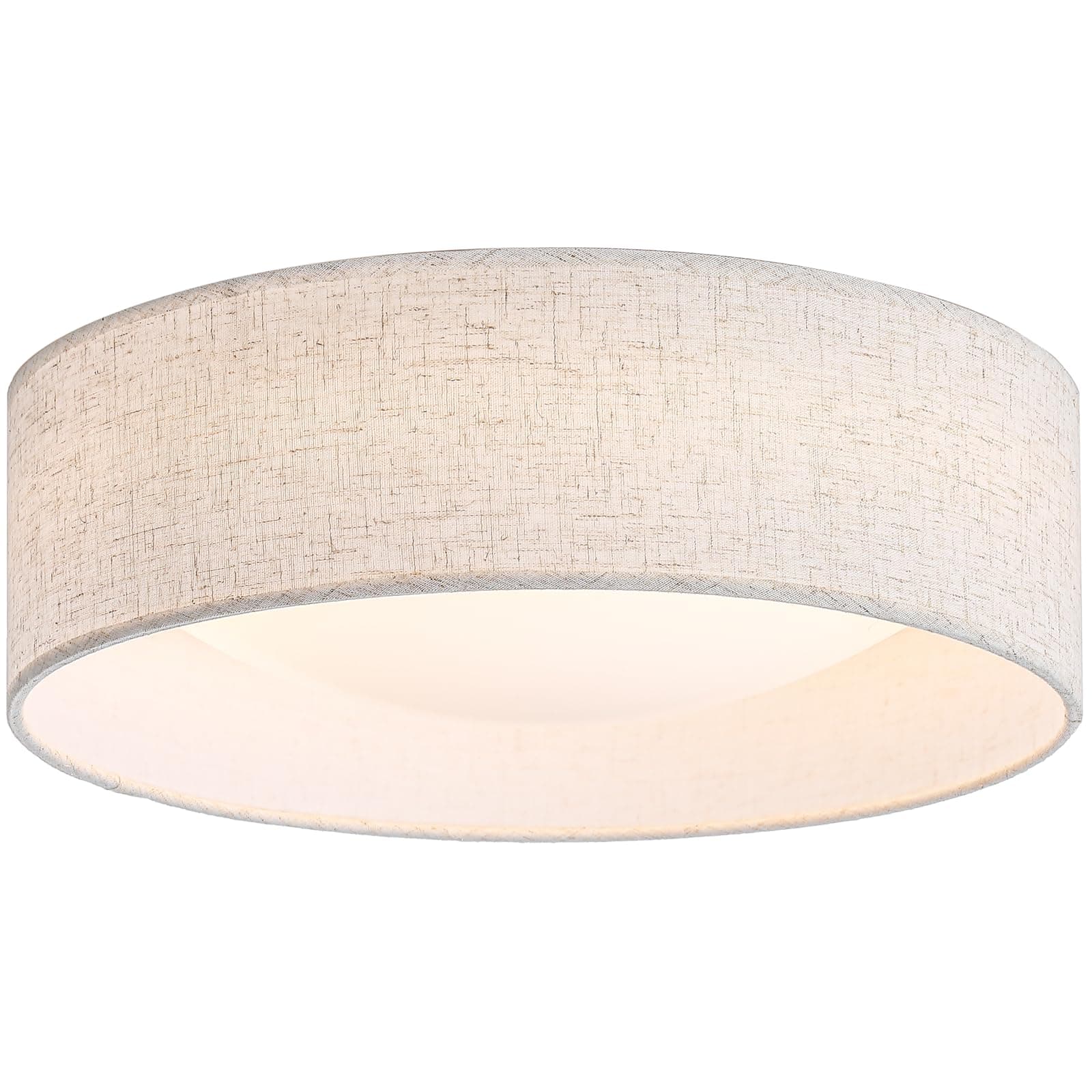 CALOKES 13" Fabric Flush Mount Ceiling Light, 24W 3000K LED Closed to Ceiling Light Fixture with Classic Linen Drum Design for Bedrooms, Kitchen, Dining Room, Hallway