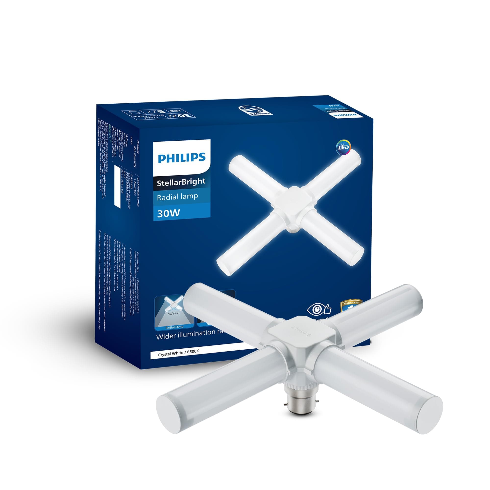 30-Watts B22 LED White Radial Bulb, Cool White(Pack of 1)