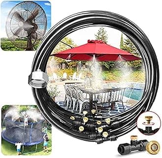 Landgarden Outdoor Misting Cooling System,Misting Line,Brass Mist Nozzles for Patio Garden Greenhouse