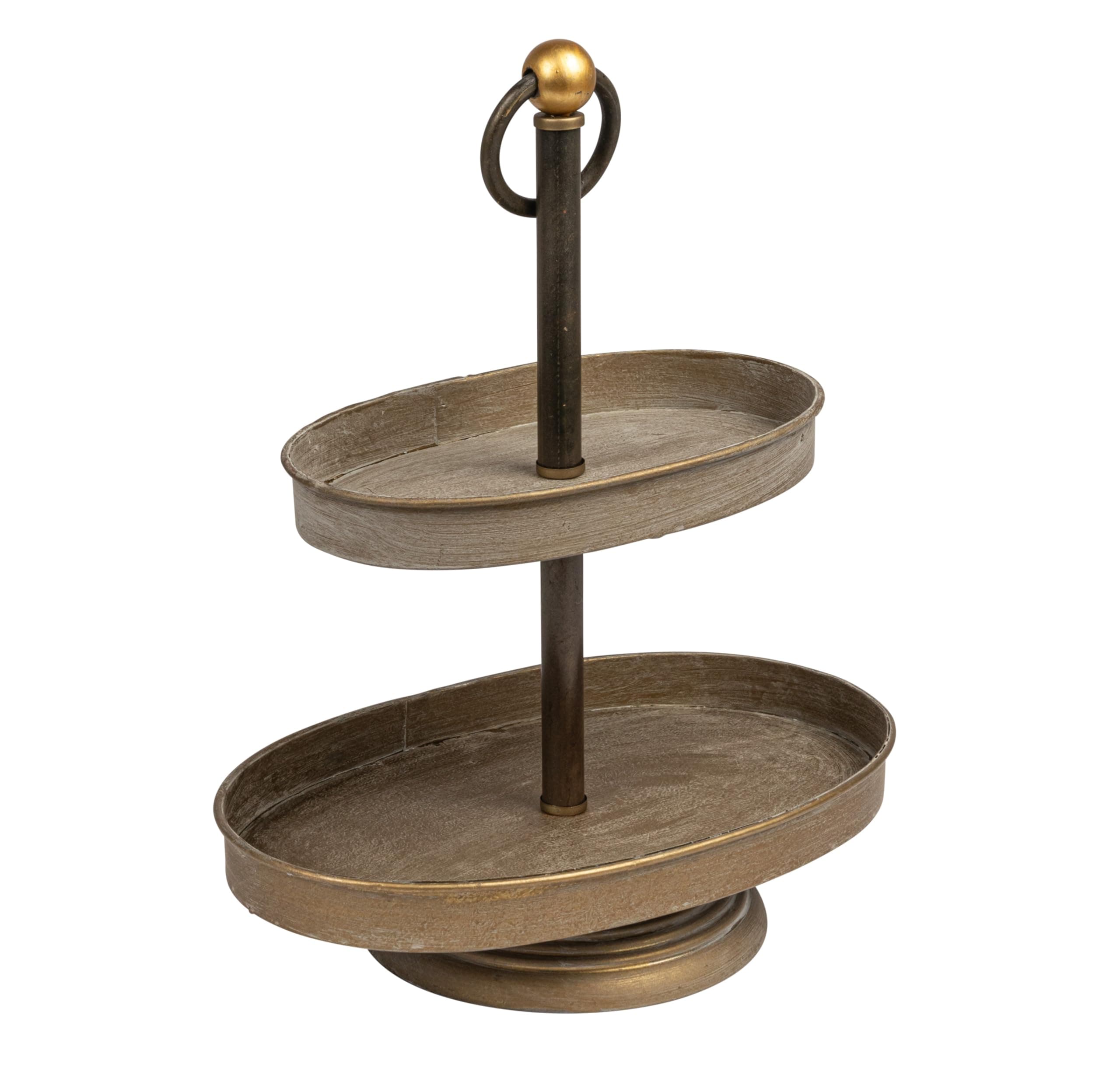 Creative Co-OpDecorative Metal Oval Two Tier Tray With Rustic Copper Finish