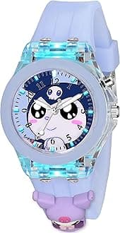 Cute Cartoon Multi Color Lights Rubber Strap Analog Watch for Girls, Alien Teddy
