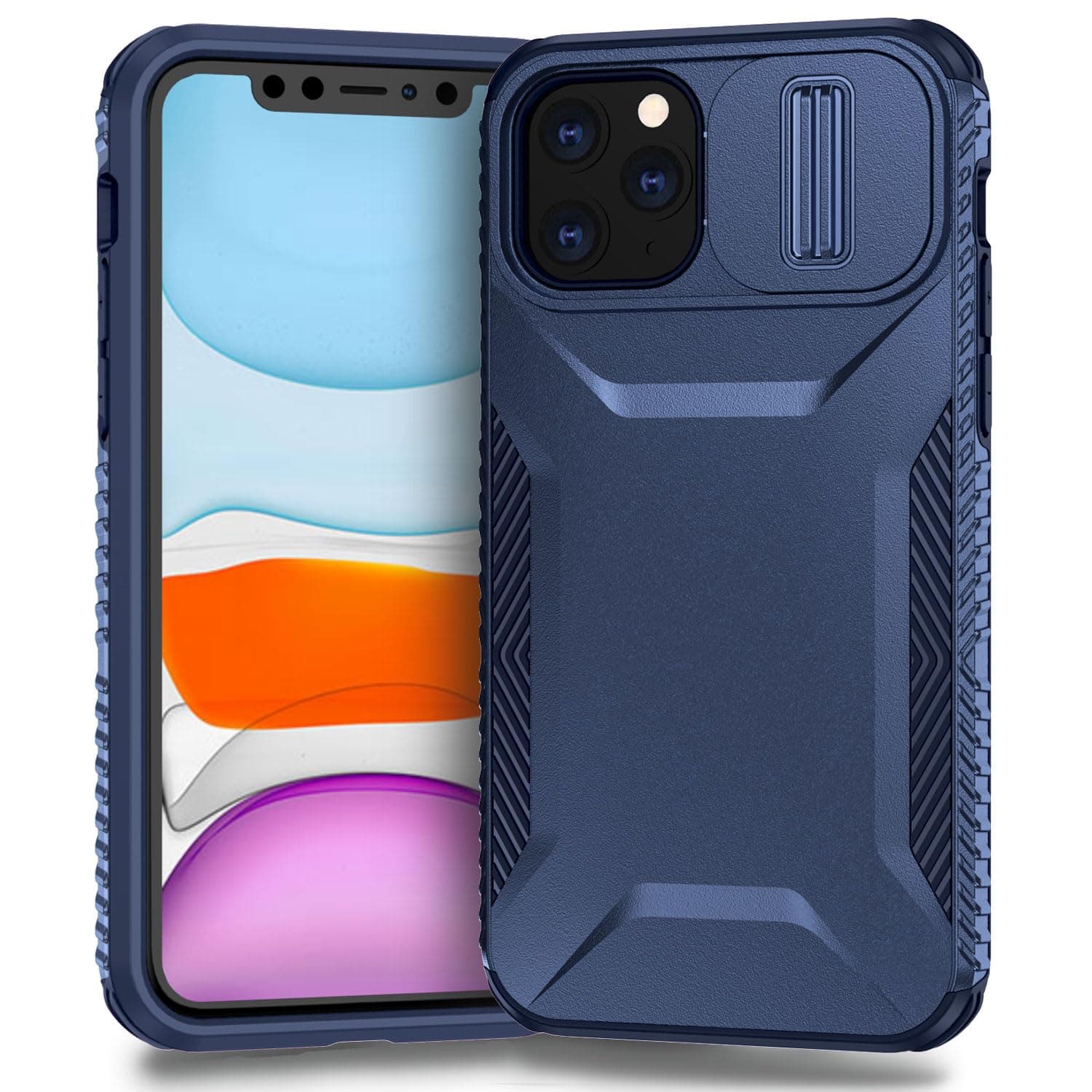 Case for iPhone 11 Pro Case with Slide Camera Cover, Military Grade Non-Slip Heavy Duty Rugged Shockproof Protective Phone Cover for iPhone 11 Pro Blue