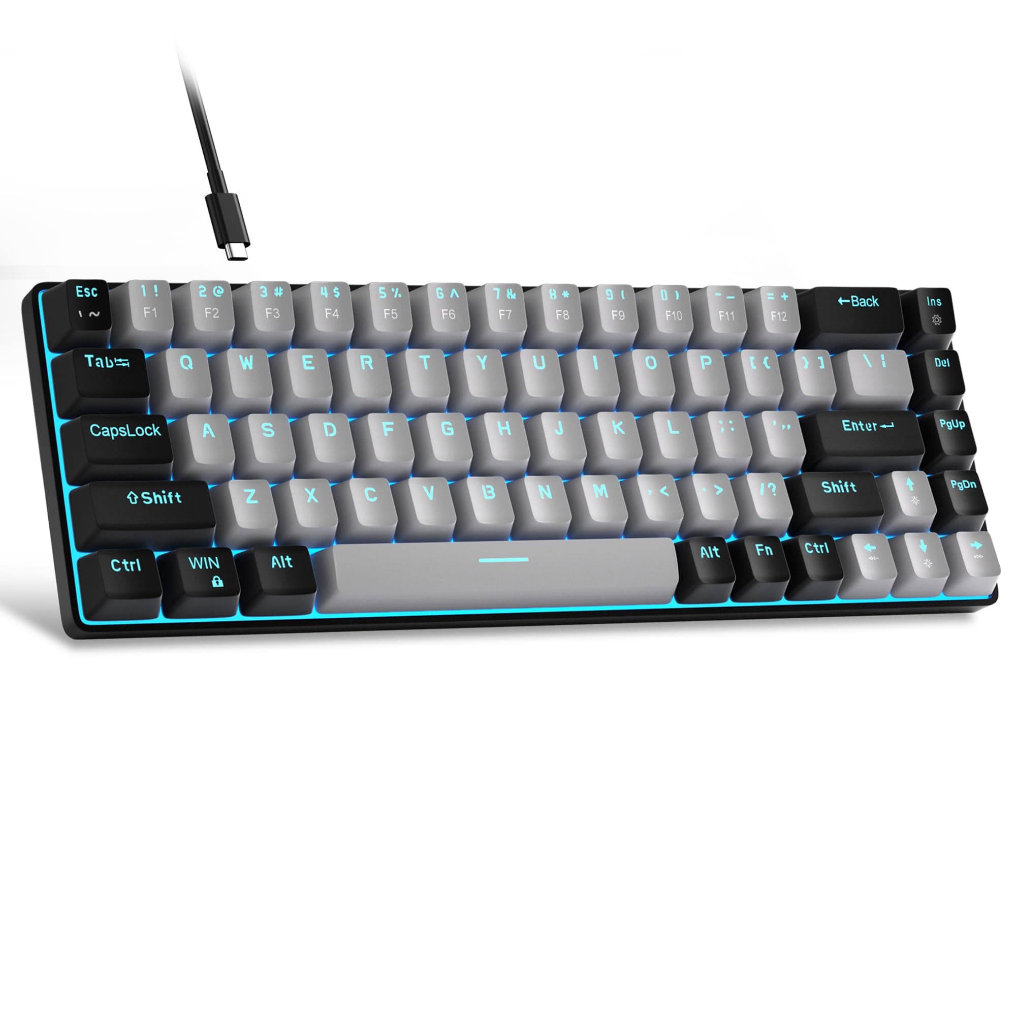 Portable 60% Mechanical Gaming Keyboard (Grey/Blue Switch)