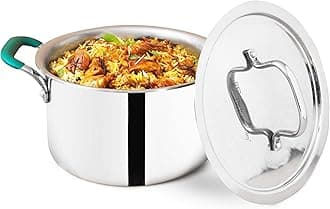 Triply Stainless Steel Stock Pot/Biryani Pot/Handi/Dutch Oven with Steel Lid | Medium 21.6cm/8.5 inch, 3Ltr, 1.4kg | Induction friendly | Nonstick 3-Layer Body, 100% Pure & Toxin-free