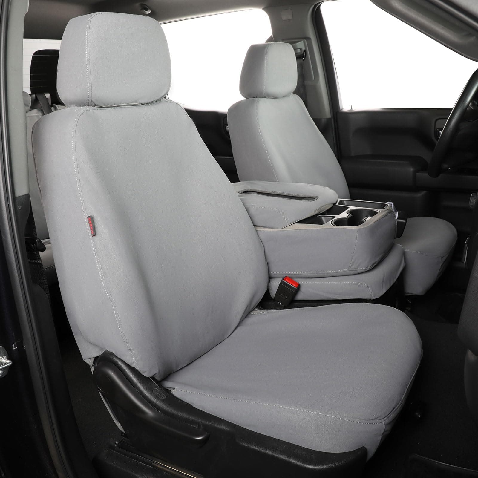 Custom Canvas Seat Covers for Select GMC Sierra 2014 2015 2016 2017 2018 1500/HD RegularCab Base/SLE/WT, Waterproof UV-Resistant – Trucks Front Seat Cover Set(Gray)