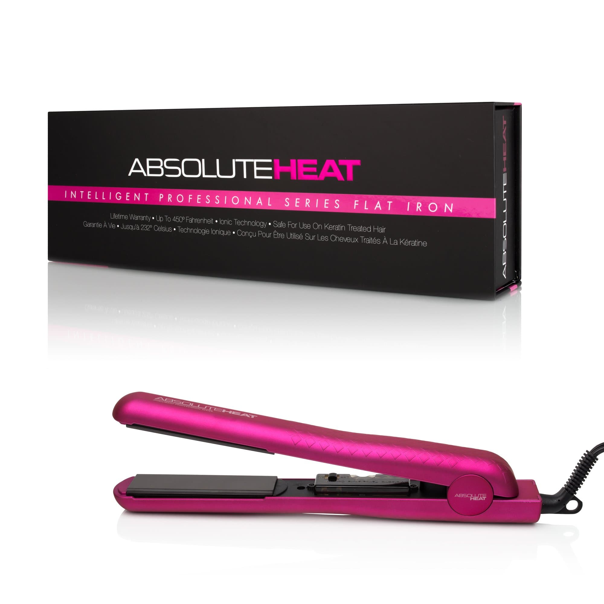 Intelligent Professional Series Ceramic Rubberized Flat Iron, 1.25", Pink