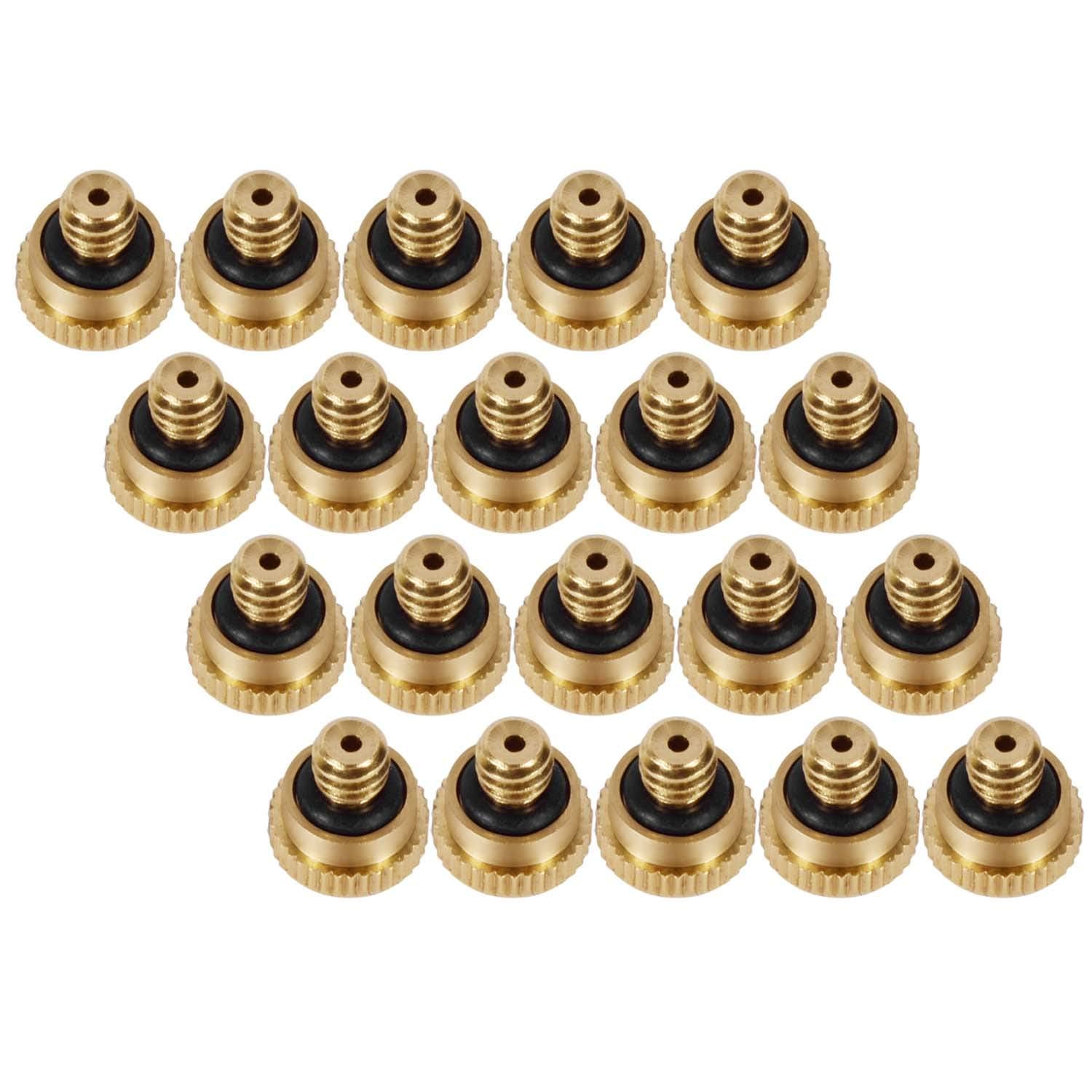 KUWAN 0.016" Orifice (0.4mm) Thread UNC 10/24 Brass Misting Nozzles Low Pressure Atomizing Misting Sprayer Water Hose Nozzle for Greenhouse, Landscaping, Outdoor Cooling Mister System (20PCS)