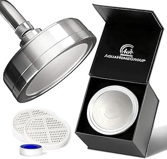 AquaHomeGroup Luxury Filtered Shower Head (Metal) 2 Cartridges Vitamin C+E+A + 5 Shower Caps - Reduces Chlorine & Sediments - Consistent Water Pressure - Massage and SPA Effect