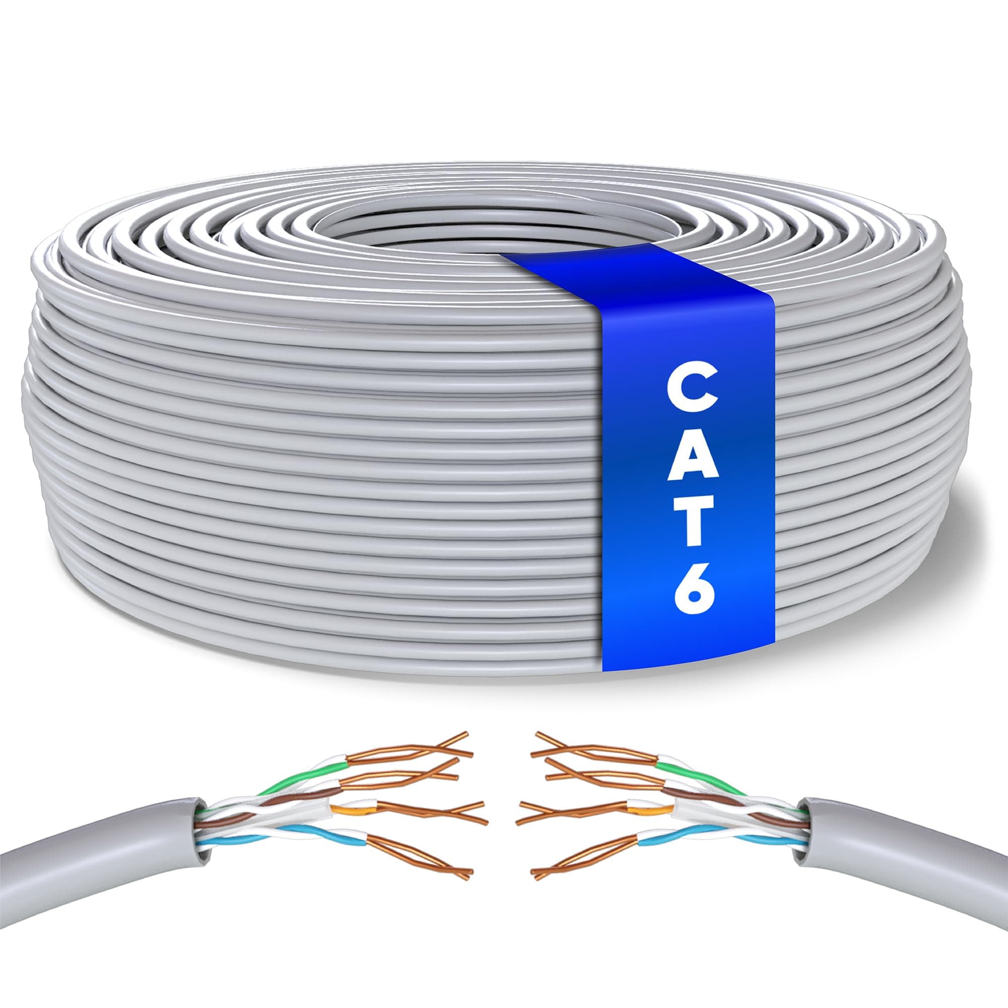 Mr. Tronic 50 m Ethernet Network Cable Cat 6, LAN Network Cable for Fast & Reliable Internet, AWG24 Mass Cable Cat 6, Bulk Cable 1 Gbps, 250 MHz, UTP CCA (50 Metres, Grey)