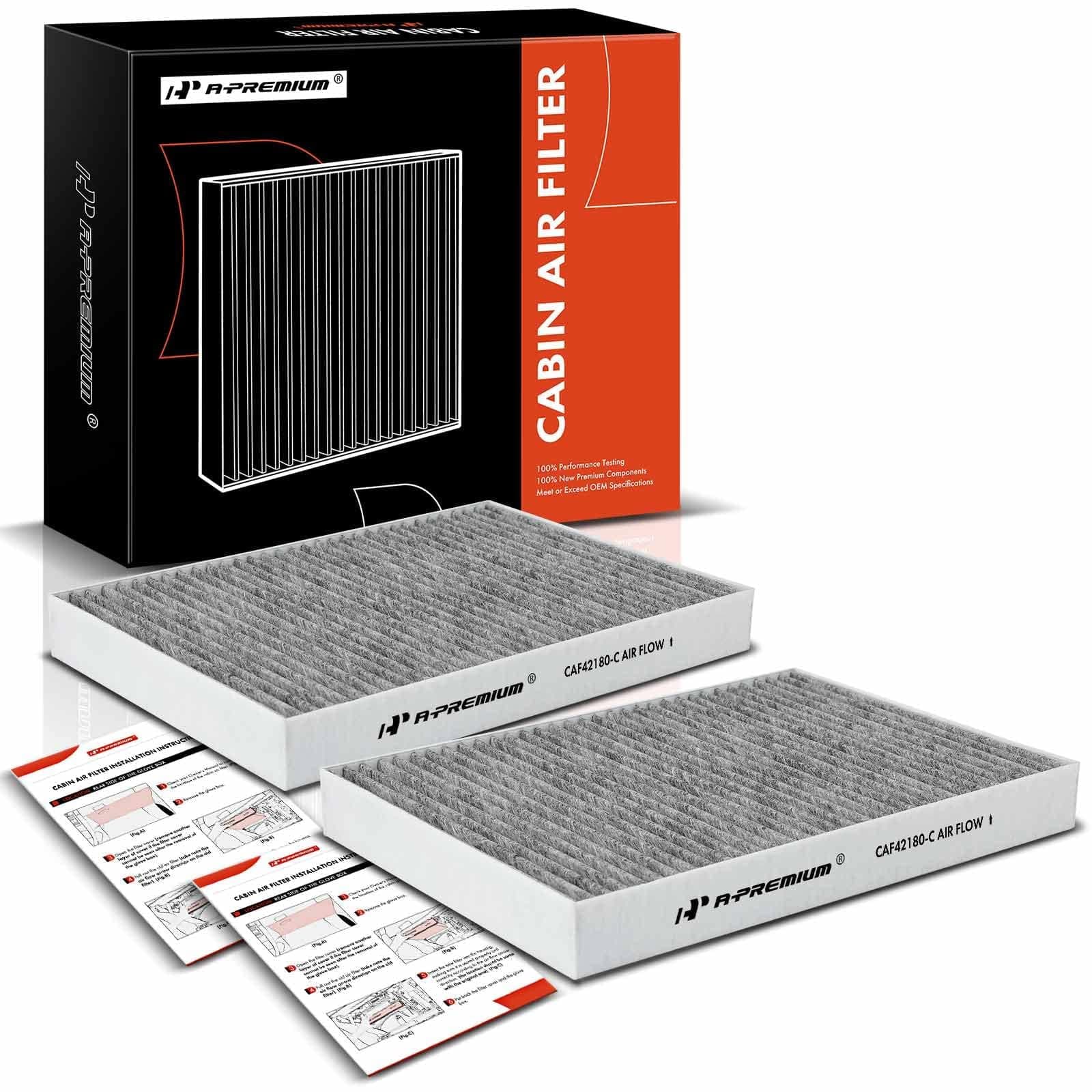 A-Premium 2-PC Cabin Air Filter with Activated Carbon Compatible with Mercedes-Benz S350, S400, S450, S550, S600, S63 AMG, S65 AMG, CL500, CL550, CL63 AMG, CL65 AMG, CLS63 AMG