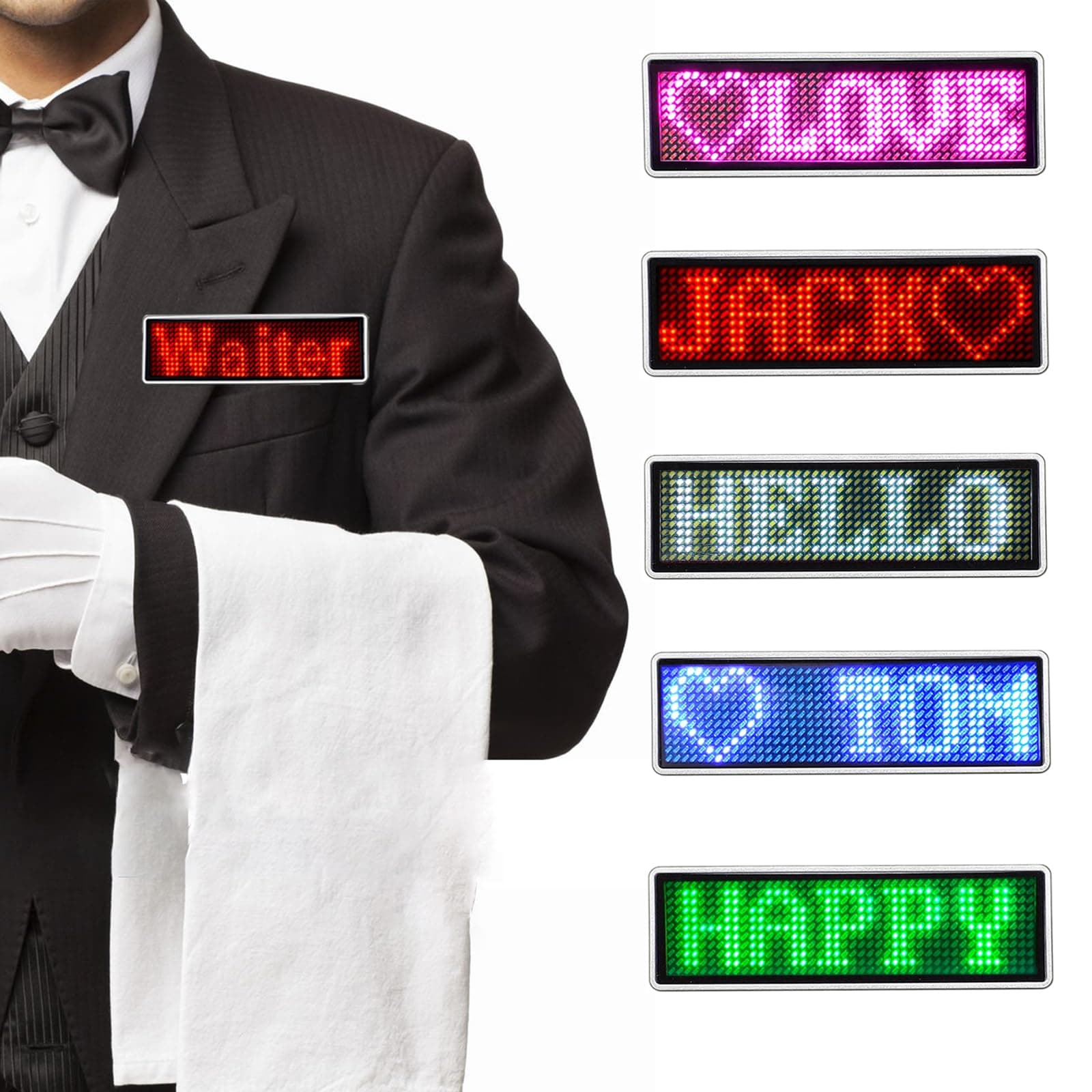 Scrolling Name Tag LED Moving Message Sign Business Card badgesProgramming Display Name Badges