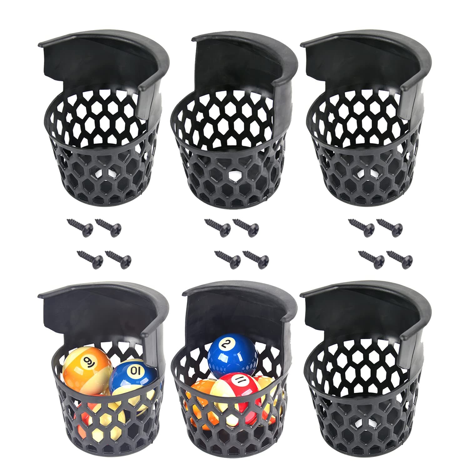 Billiard Pool Table Pockets Heavy Duty PU Leather Billiard Pockets Set of 6,Including 4 Corner Pockets and 2 Side Pockets