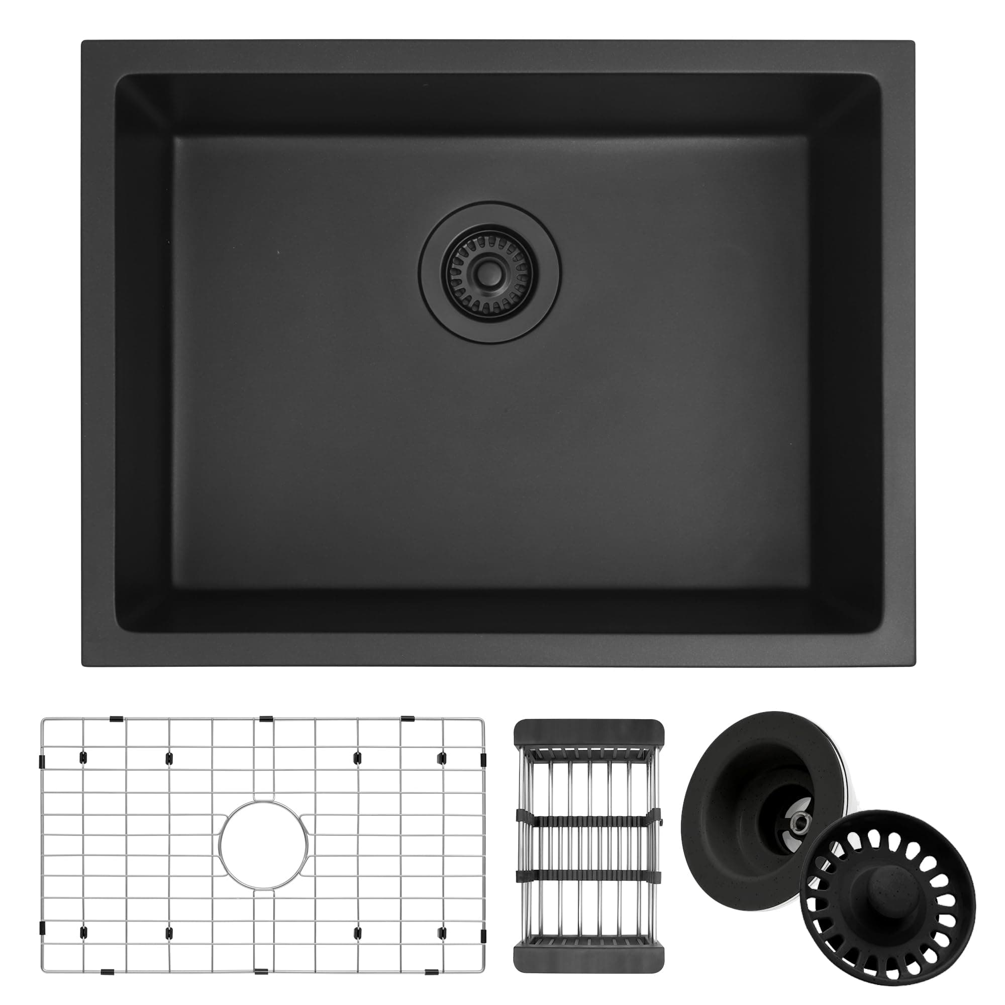 Black Kithcen Sink, 23 Inch Undermount Kitchens Sinks, 23"x 18"x 8" Small Matte Black Bar Sinks, 23 x18 Granite Composite Quartz stone Kitchen Sink With Accessories