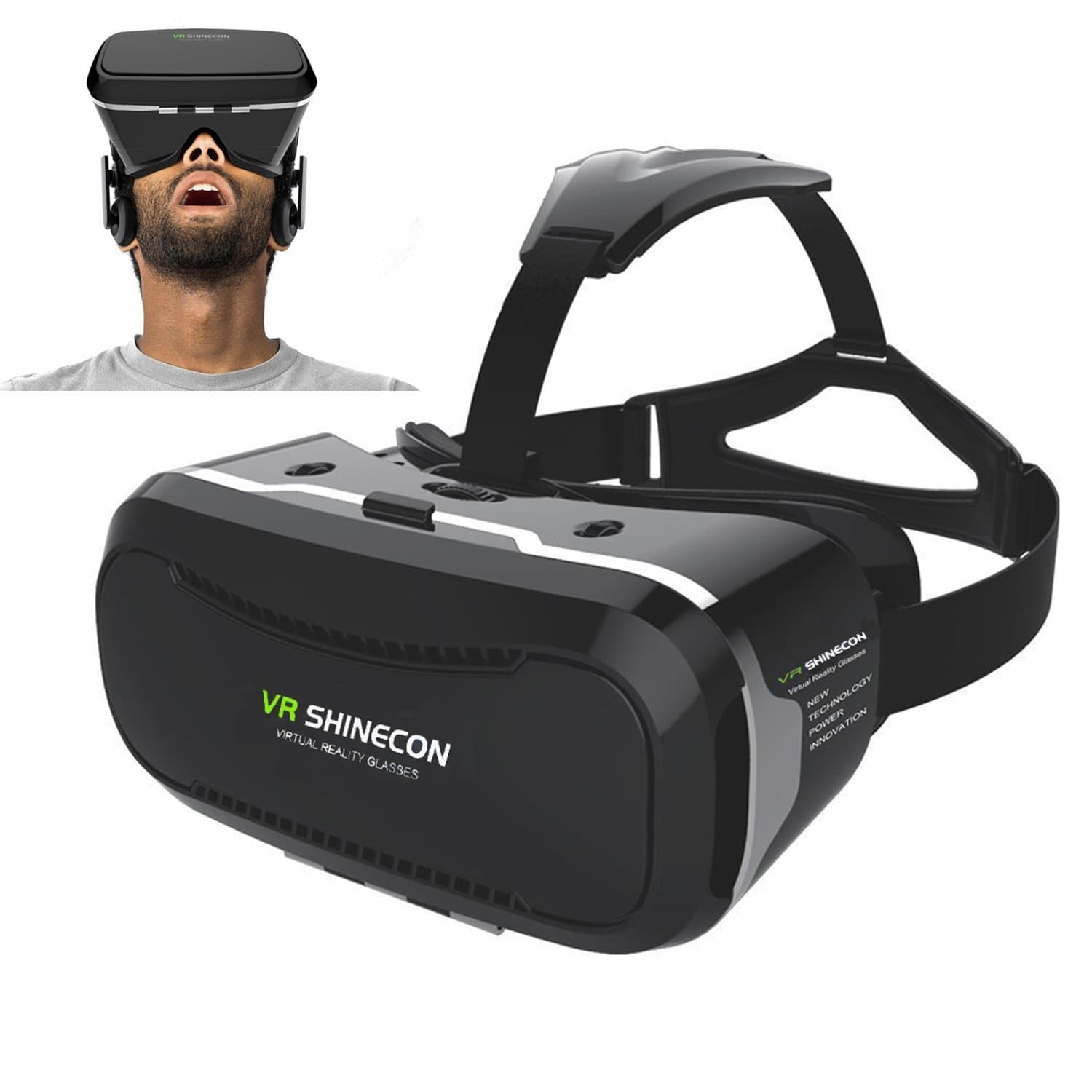 3D VR Glasses, Teesen Shinecon 2.0 3D VR Virtual Reality Headset Box with Head-mounted Headband Adjust Lens and Strap for Smartphones 4.5-6.0 inch iPhone Samung Give You 360 Degree Panoramic Viewing