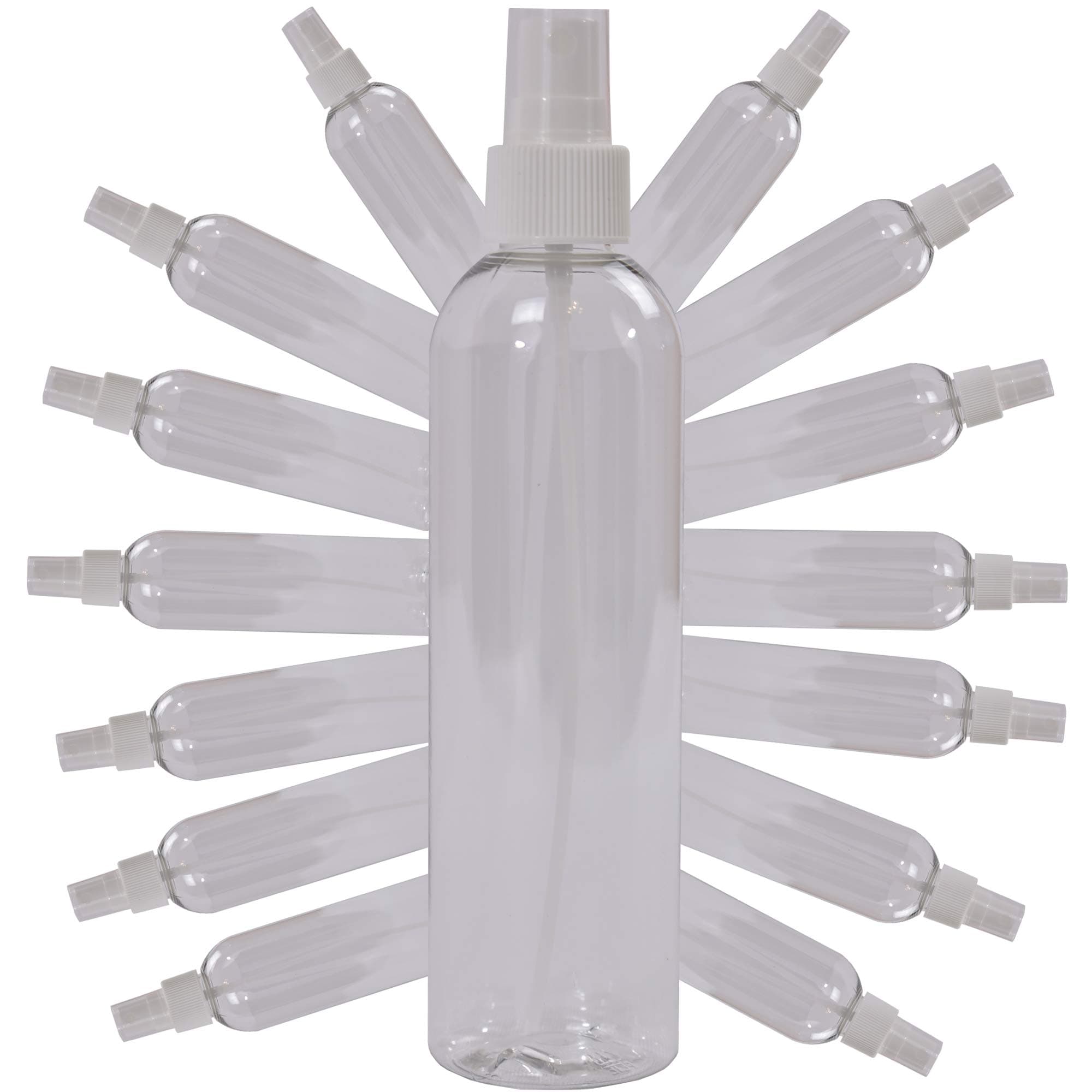 Plastic Spray Bottles 8oz BPA Free Refillable (15 Pack, Clear)