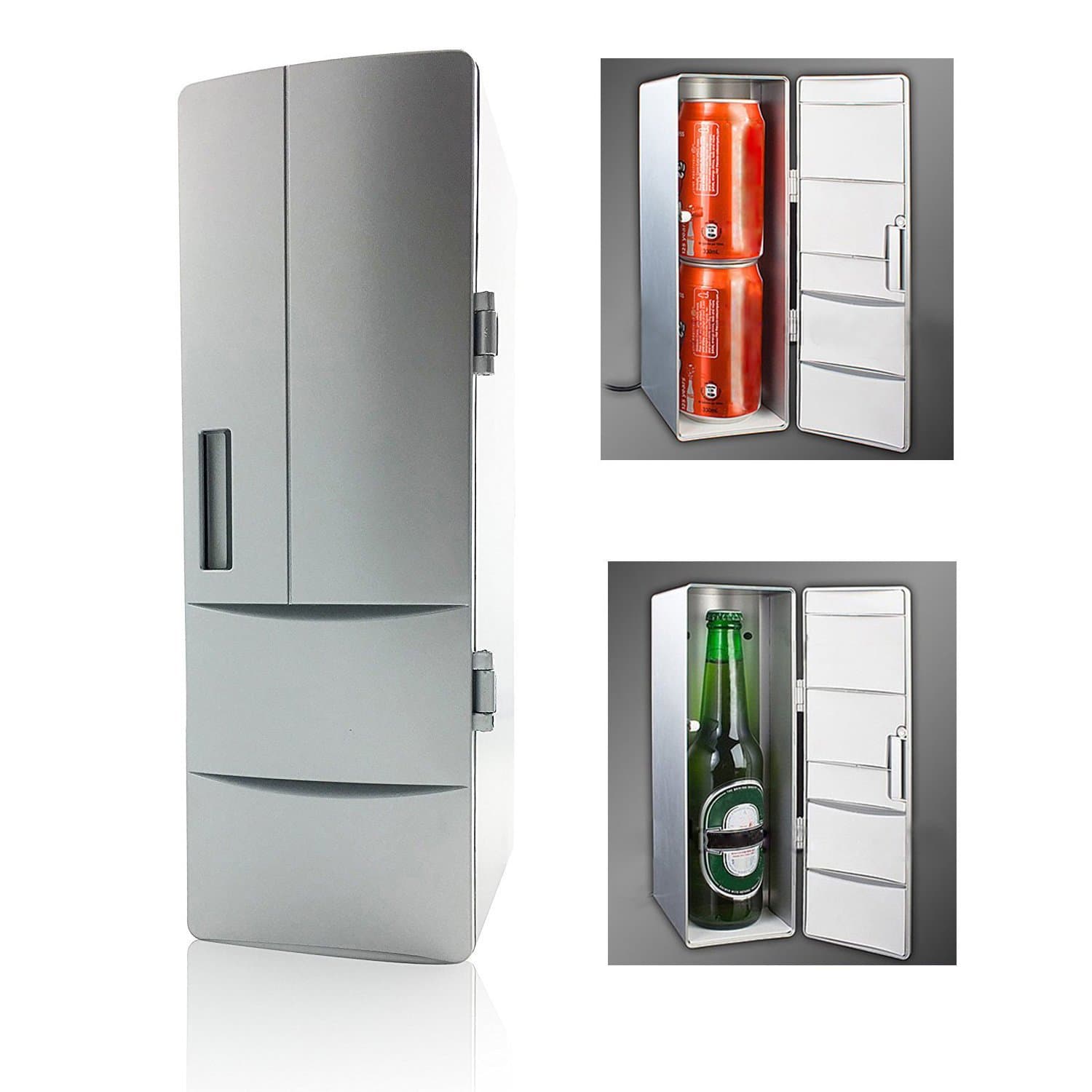 Mini Fridge,Portable Mini Beverage Drink Cans Cooler/Warmer Office Fridge for Home, Laptop,PC or Car