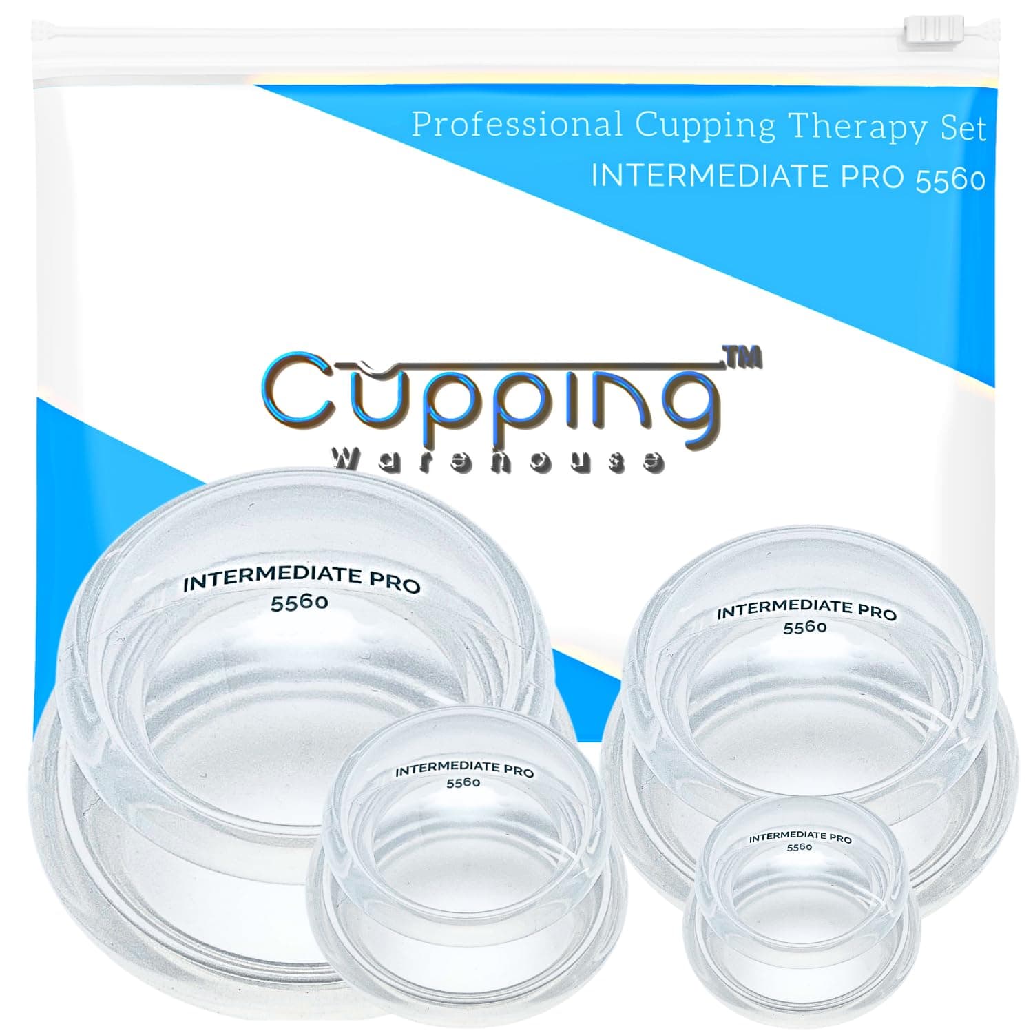 Cupping Warehouse Supreme 4 Intermediate Pro 5560 Silicone Cupping Set for Beginners – Medical-Grade, for Massage Therapy, Pain Relief, Body Sculpting & Cellulite Reduction, 4 Sizes (S, M, L, XL)