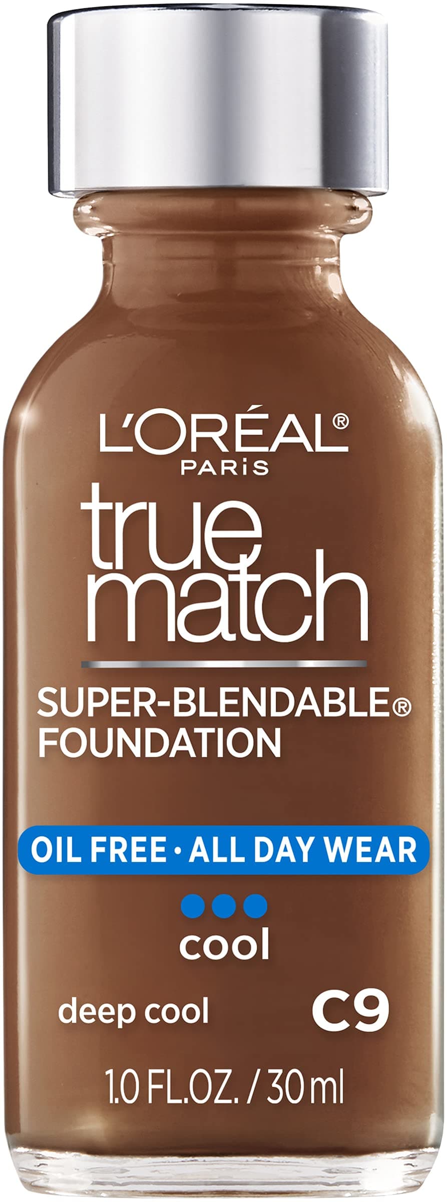 L’Oréal Paris Makeup True Match Super-Blendable Liquid Foundation, Deep Cool C9, 1 Fl Oz, 1 Count