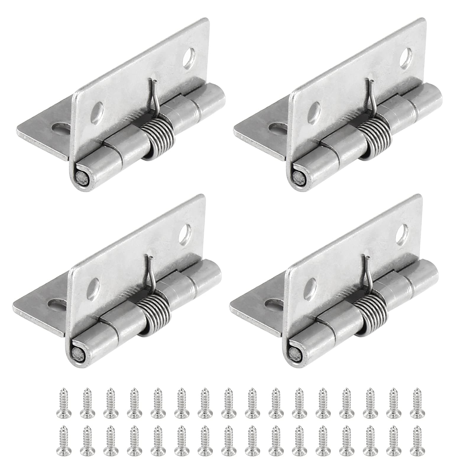 Luomorgo 4 Pcs Spring Loaded Hinges for Cabinets, 2 Inch Length Stainless Steel Spring Hinges Self Closing