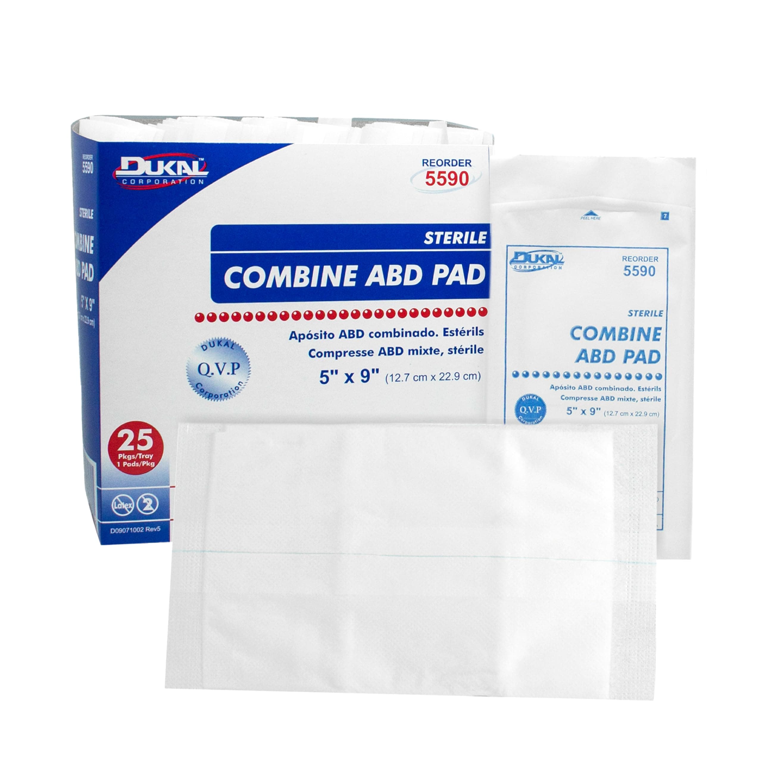 5590 Combine ABD Pad, Sterile, 5" Width x 9" Length, Pack of 400