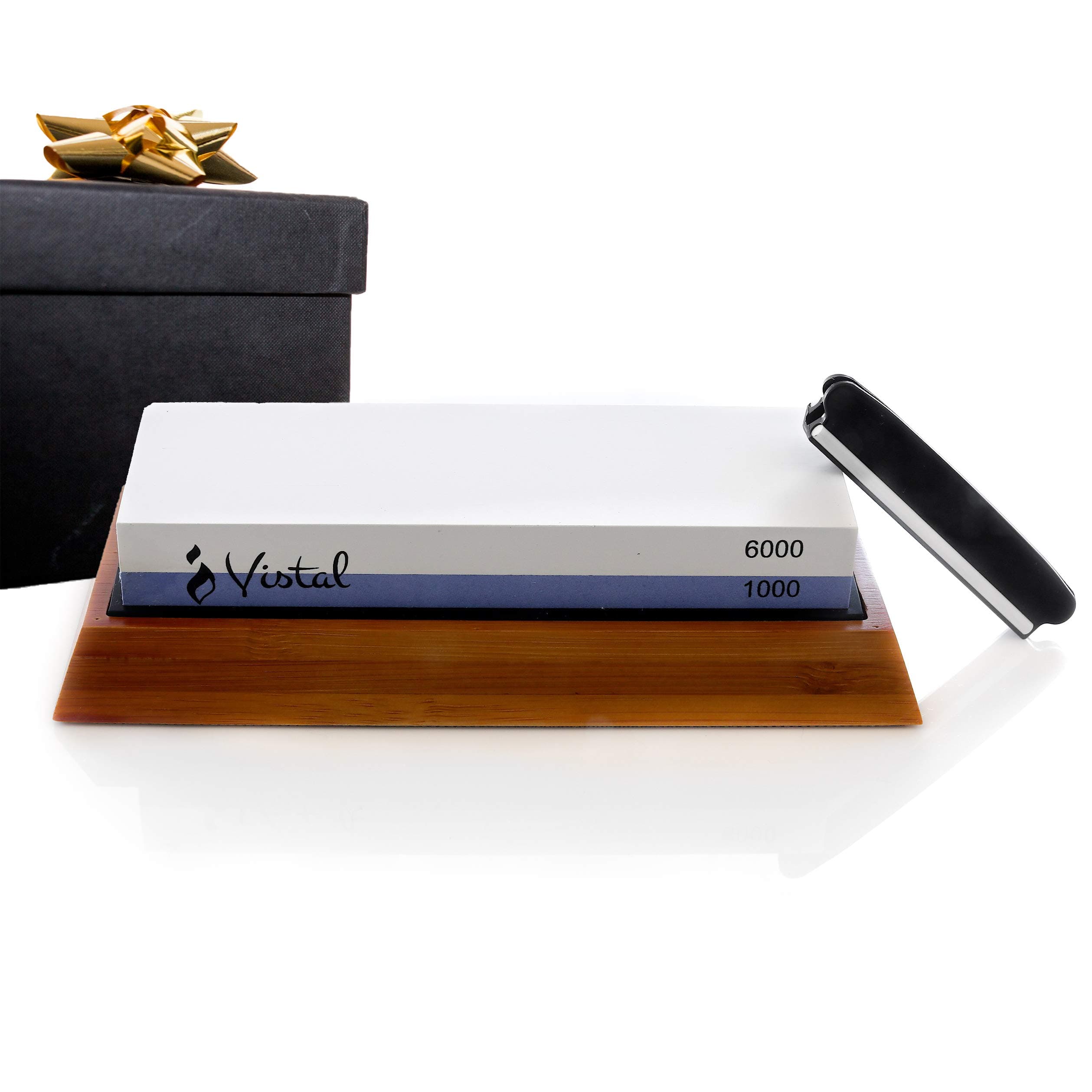 Kitchen Knife Sharpening Stone - 2 Sided Whetstone,1000/6000 Grit Knife Sharpening Stones | Chef Sharpening Stone | Wetstone, Non-Slip Base & Angle Guide Included