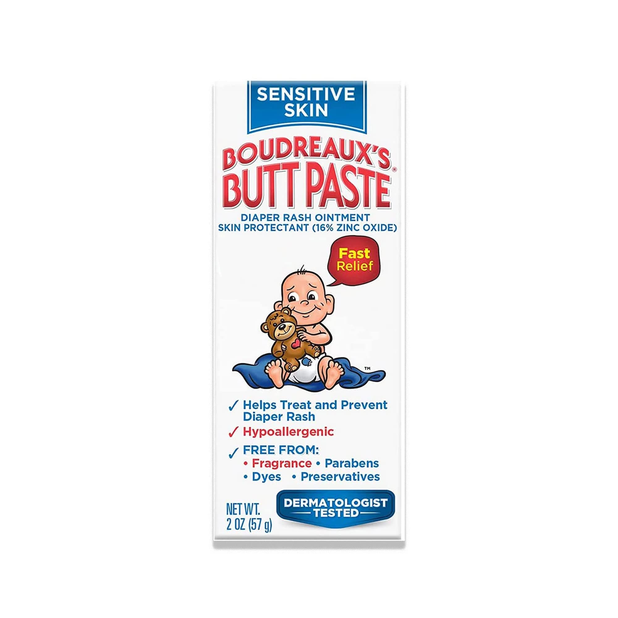 Boudreaux's Butt Paste Sensitive Skin Diaper Rash Ointment, 2 oz Tube