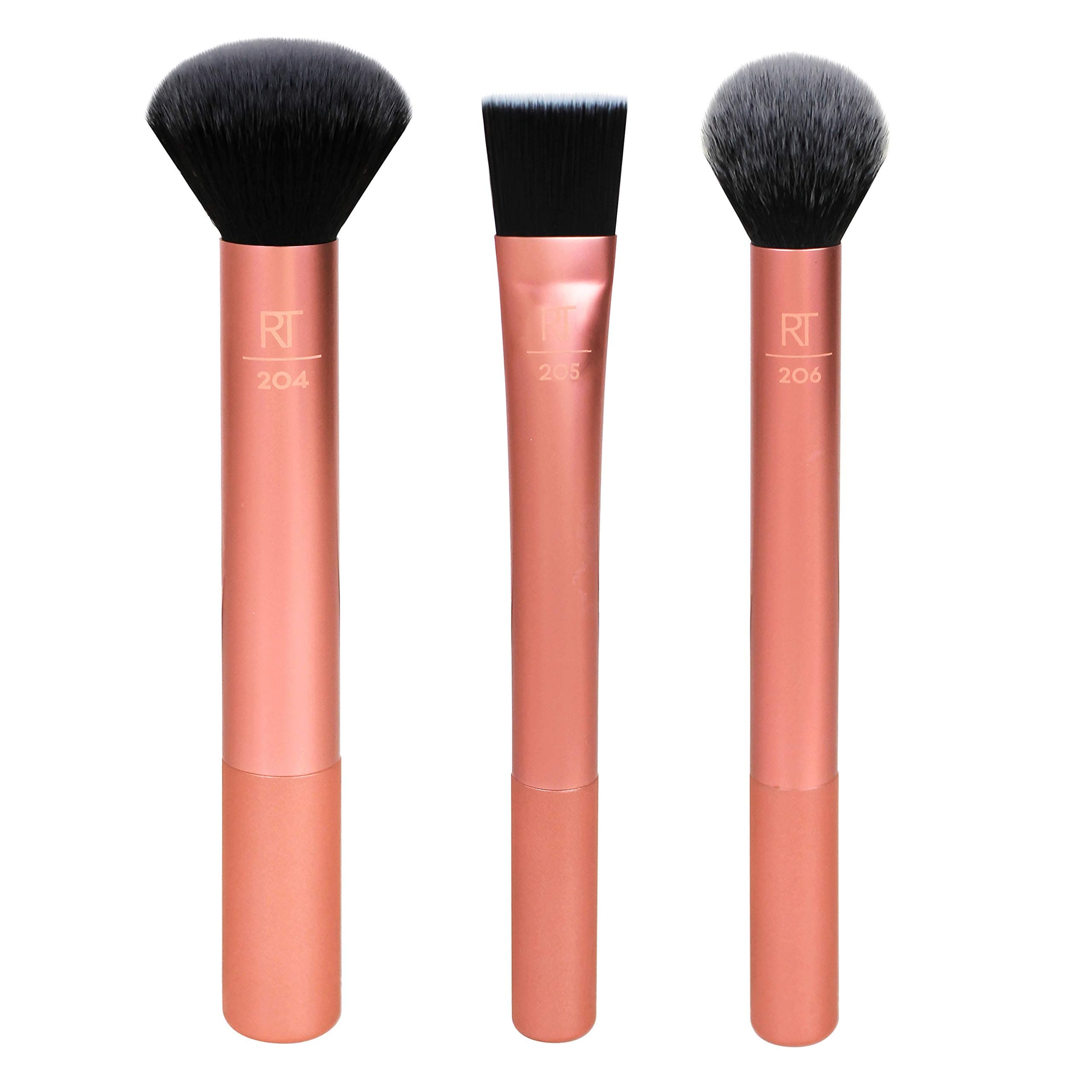 Flawless Base Makeup Brush Kit 2.0, Face Brush Set for Liquid, Cream, & Powder Products, Bronzer & Foundation, Streak Free Makeup Application, Soft Synthetic Brushes, 3 Piece Set