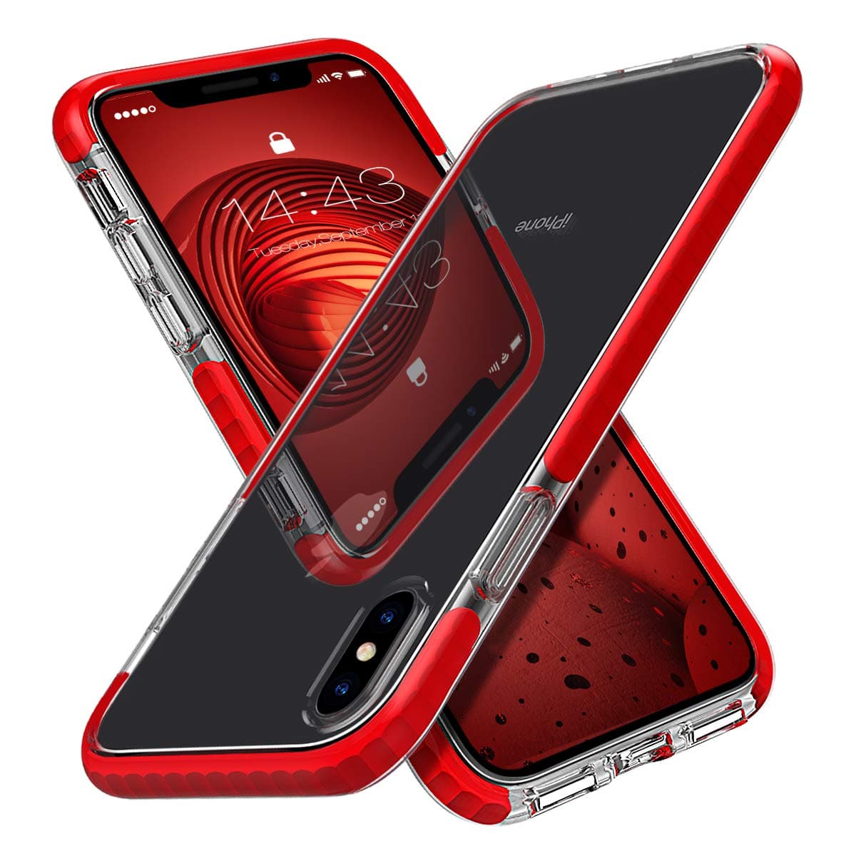 MATEPROX Compatible with iPhone Xs Case Clear iPhone X Case Clear Thin Slim Anti-Yellow Anti-Scratches Cover Shockproof Bumper Case for iPhone Xs/X 5.8'' (Red)