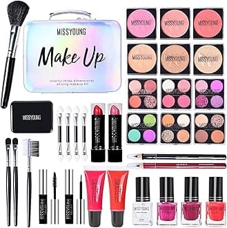 Professional Makeup Set, RoseFlower Premium Makeup Kit with Eyeshadow Palette Makeup Brush Lipstick Lip Gloss Eyeliner Mascara Blush Highlight, Makeup Gift Box for Women/Girls/Teenagers