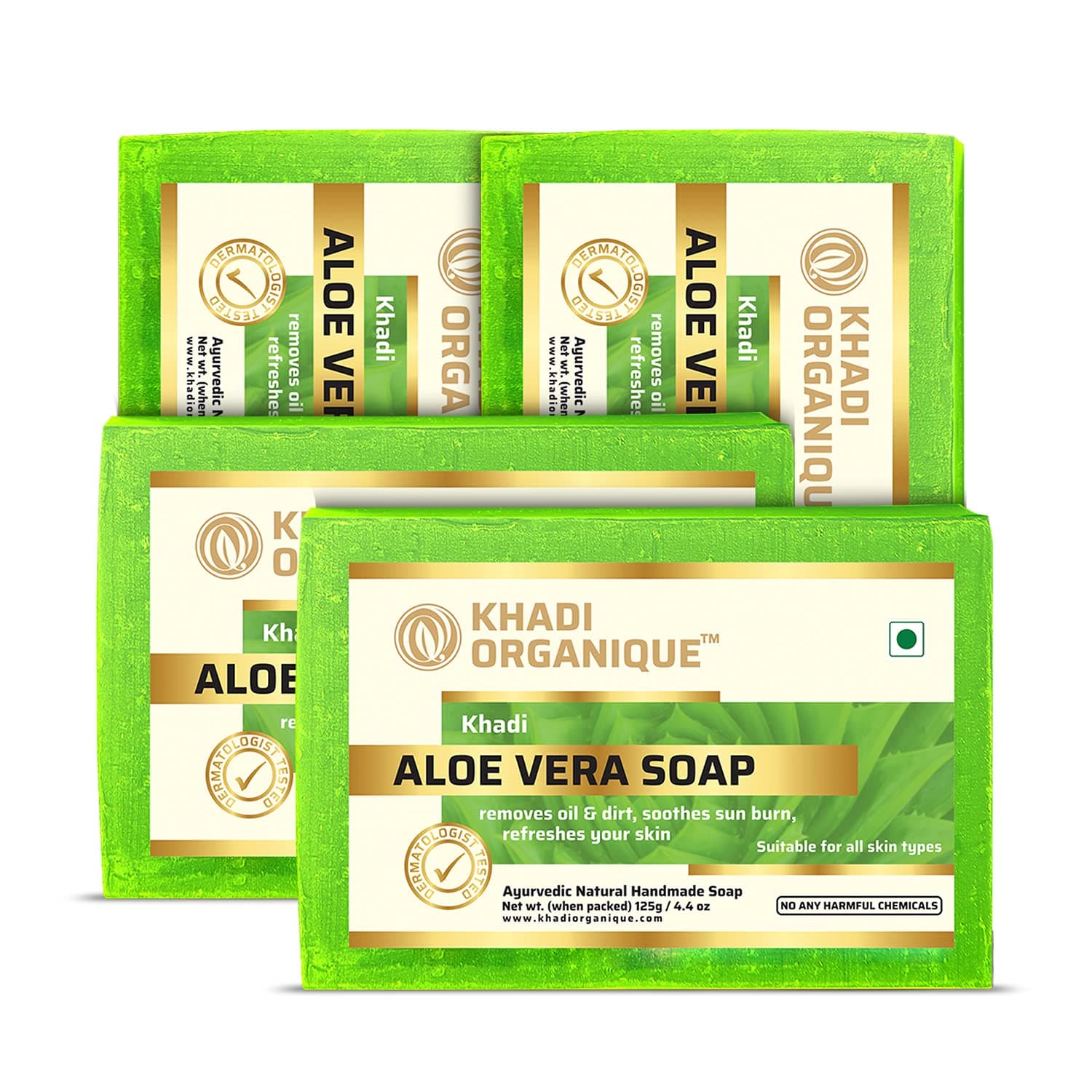 Khadi Organique Natural Herbal Aloevera Soap Pack of 4