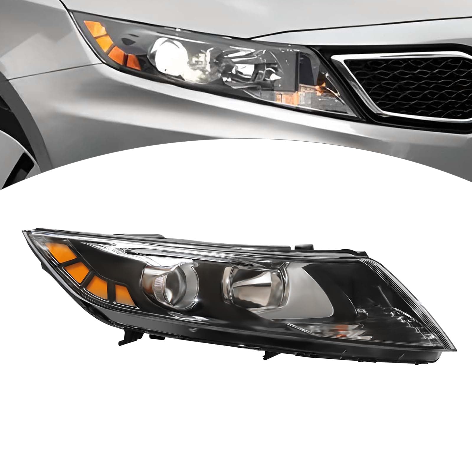 Headlight for KIA Optima 2011 2012 2013, Headlamp Right Passenger Side Headlamp OE Replacement Halogen Headlights Assembly H7 H1 Bulbs 921022T121 - Right (Passenger Side Headlight)