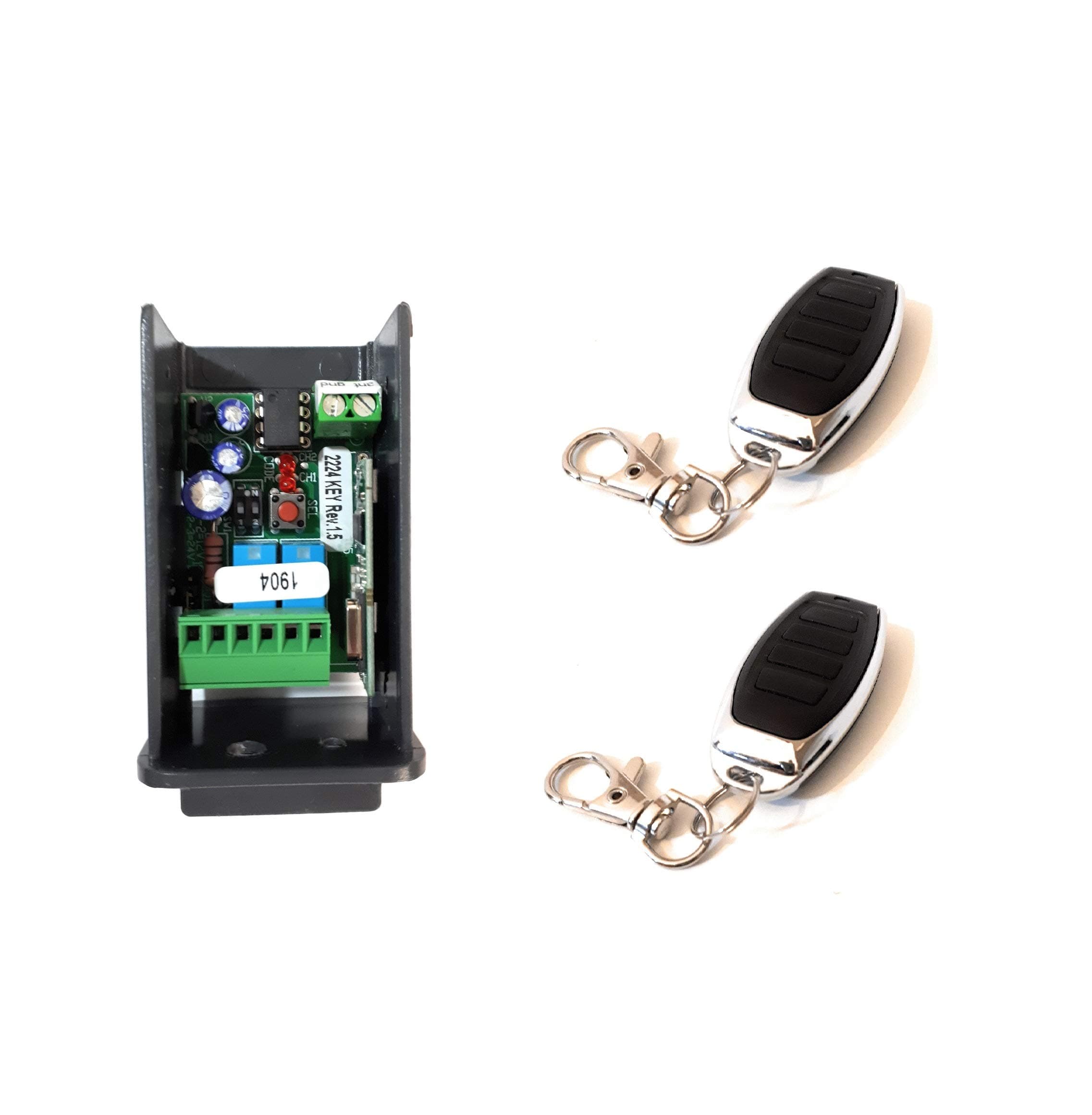 Kit Universal Receiver MULTIMARCA + 2 Remotes Garage CR4 433 MHz for Garage Doors automaticas or any application Remote Control