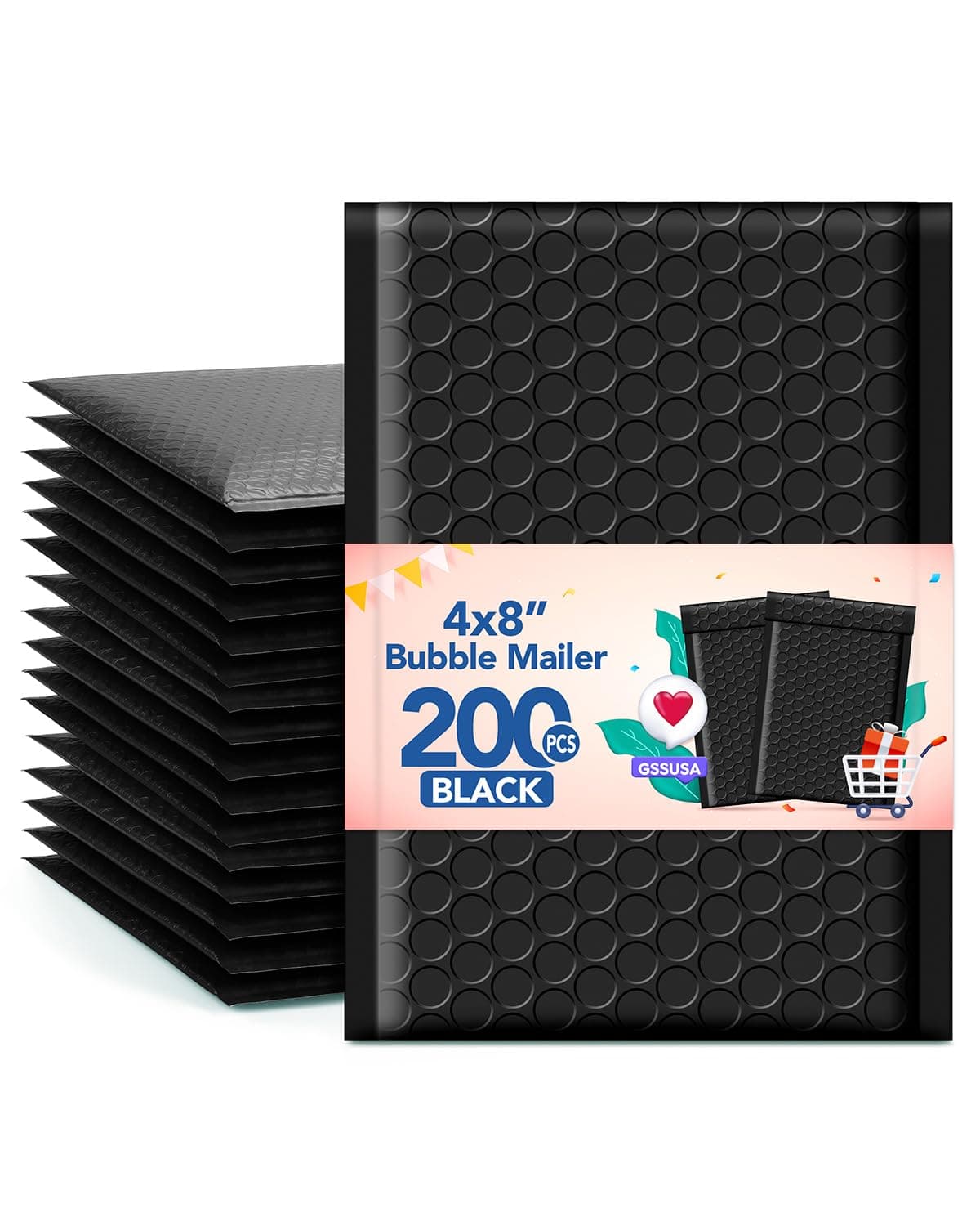 GSSUSA black bubble mailers 4x8 200Pack