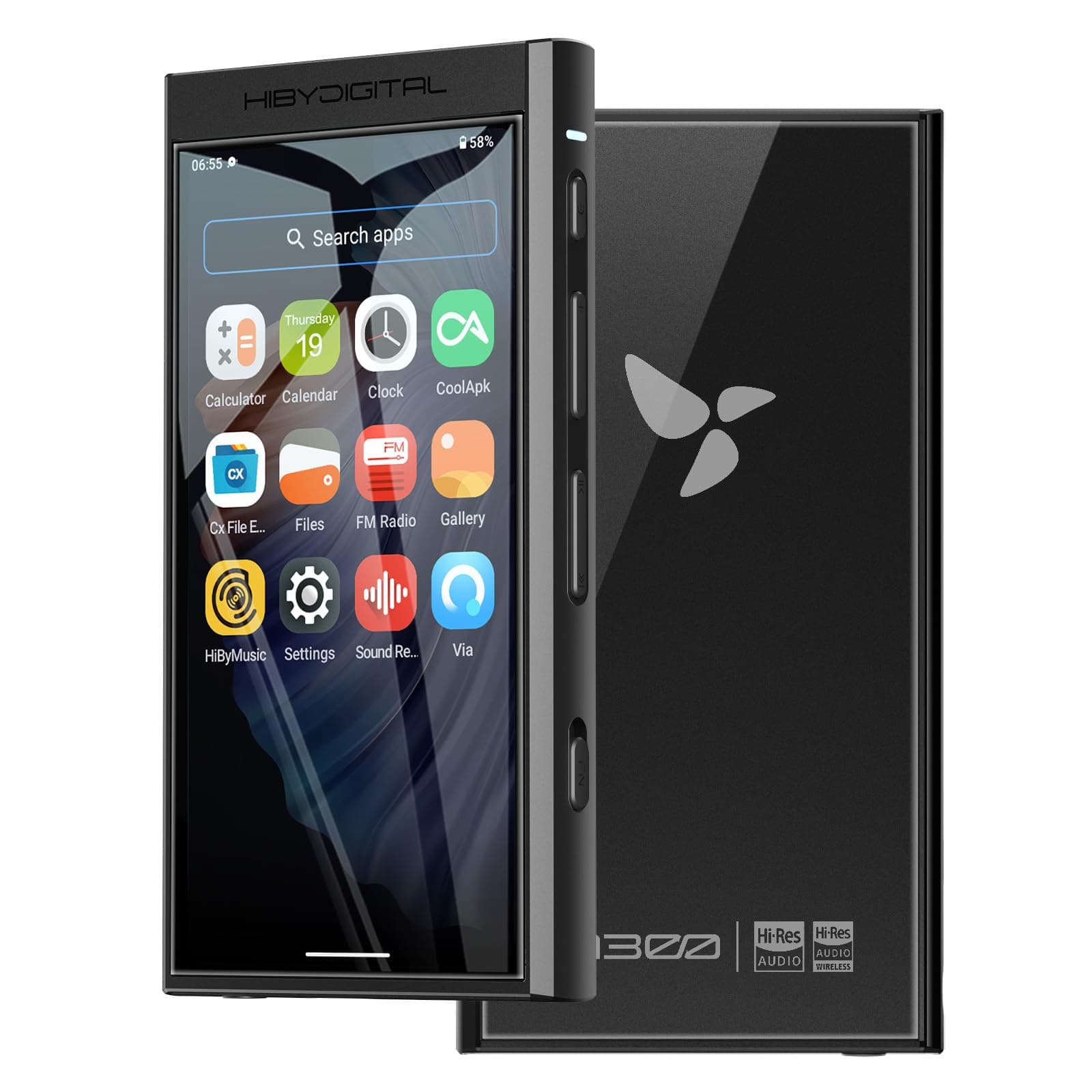 HiBy Digital M300 Android MP3 Player with Bluetooth and WiFi Streaming Player Android 13 Snapdragon 665 HiFi Audio (PCM/DSD) FM Radio Speaker Touchscreen 128GB + 2TB Expandable Storage