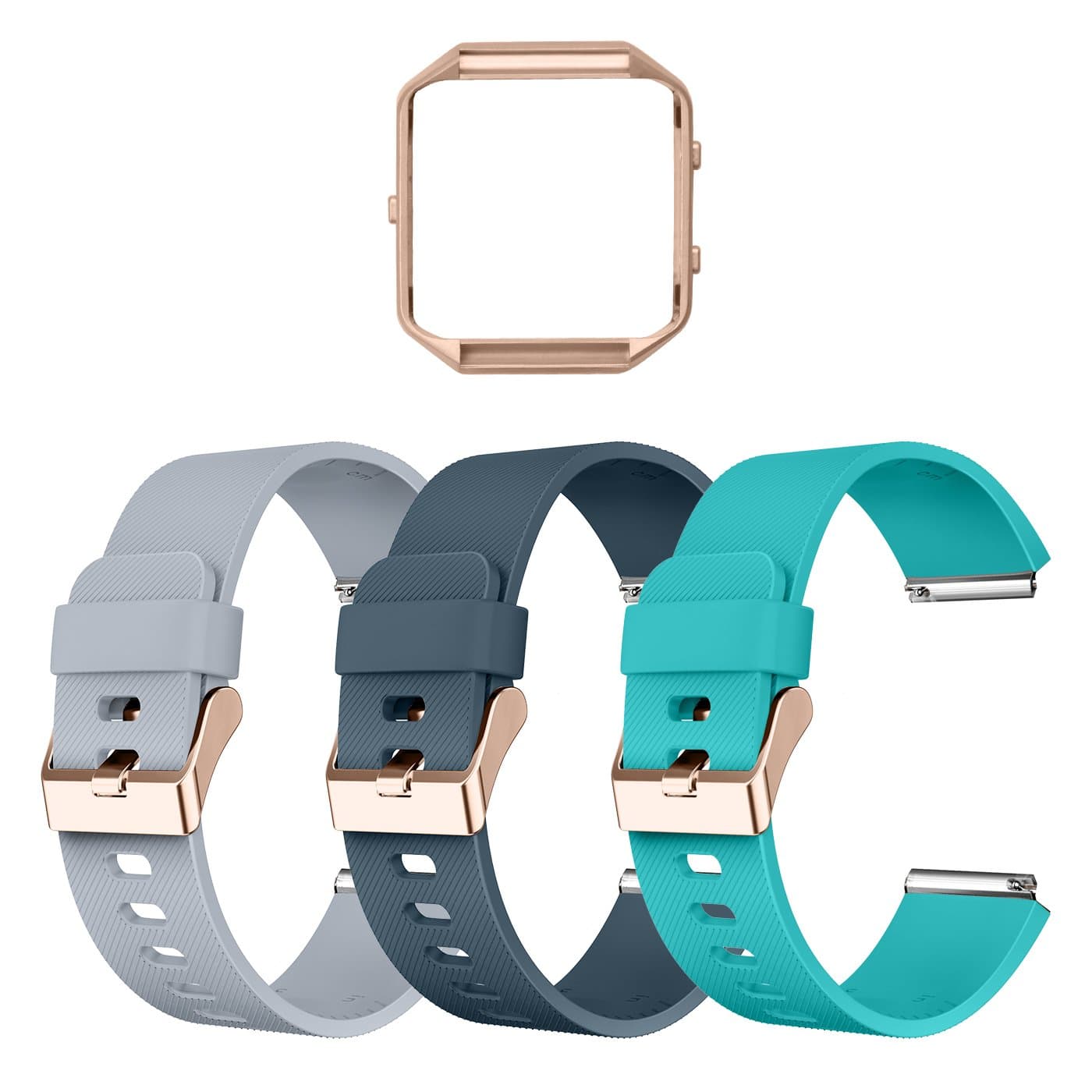 Compatible Blaze Bands with Frame, Sport Silicone Replacement Strap for Blaze Smart Fitness Watch Accessory Wristbands Small, w/Rose Gold Frame Men Women