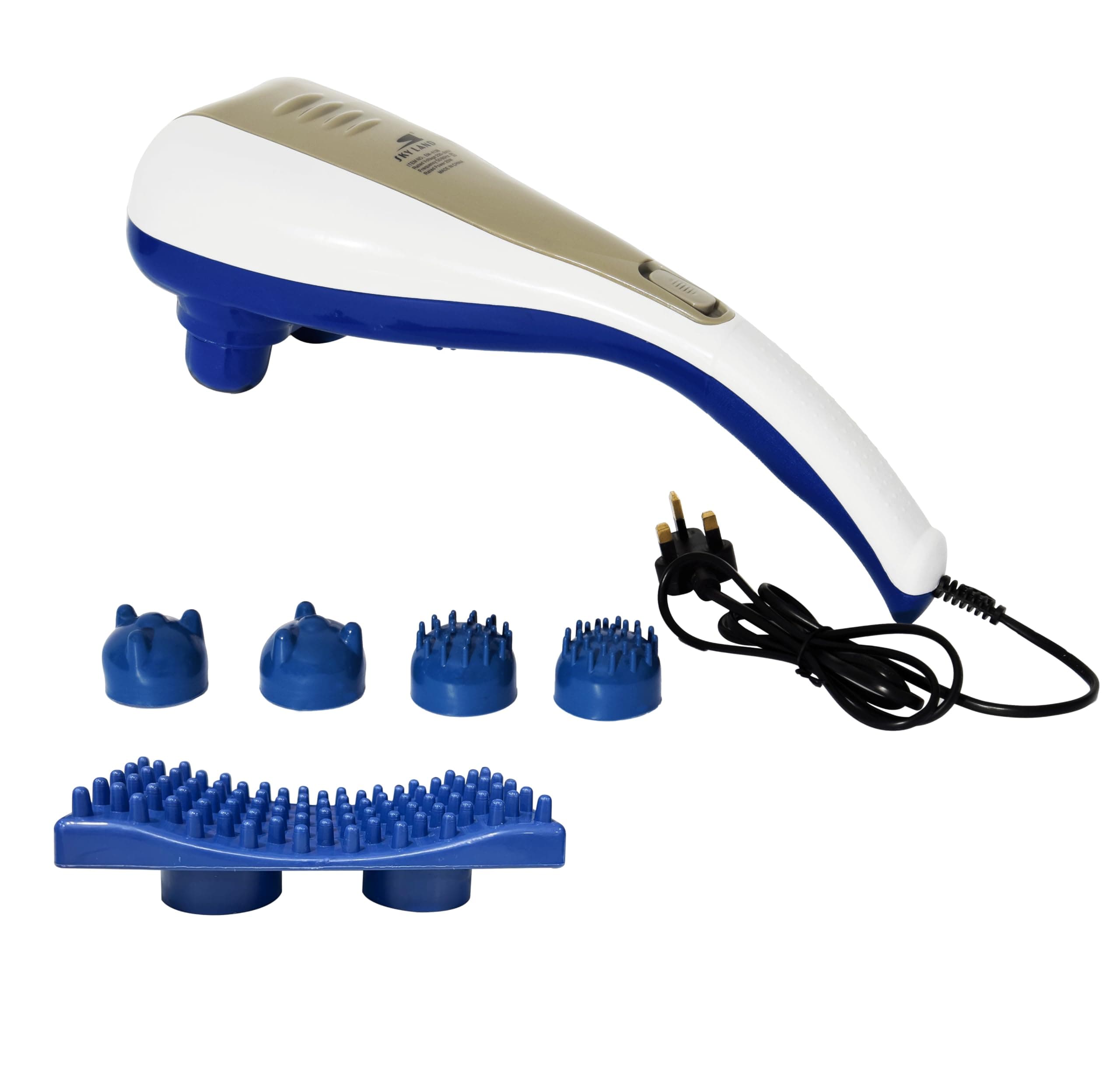 SKY LAND Powerful Handheld Massager Neck Back Massager Deep Tissue Percussion Massage for Shoulder, Leg, Foot, Muscles, Electric Double Head Full Body Massagers, EM-4138