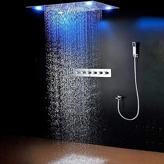Cascada Luxurious Recessed Large LED Waterfall Rainfall Shower System (Polished Chrome)