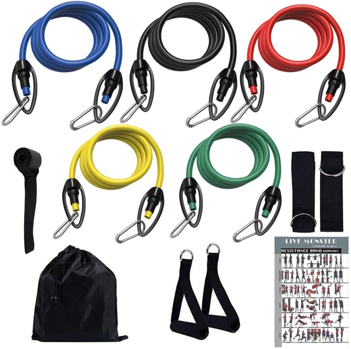 FANHAO Stripe TPE pull Rope Resistance bands 11 Pcs/set Yoga Pilates Fitness Equipment