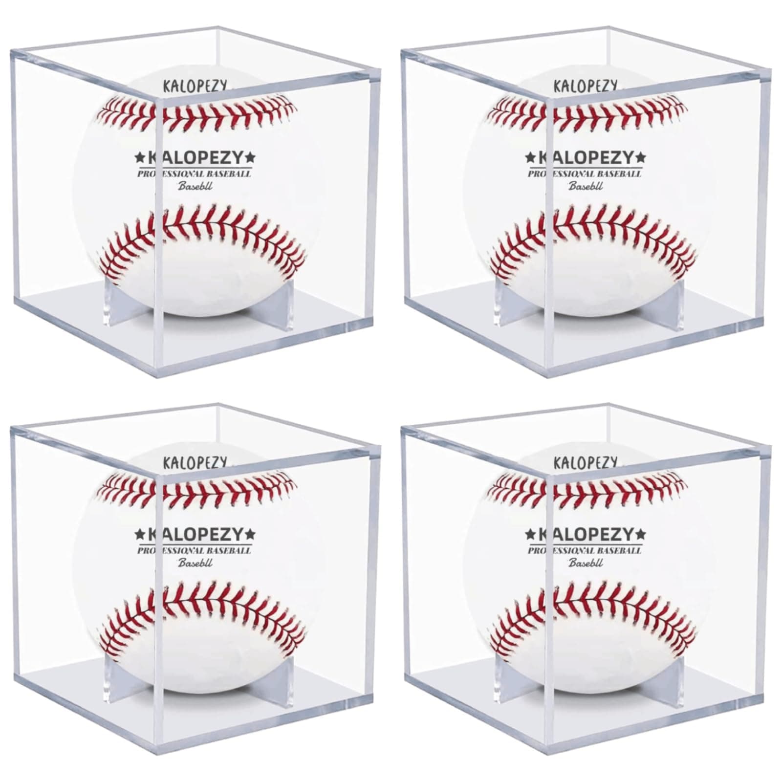4 Pack Baseball Display Case, UV Protected Acrylic Boxes for Display,Clear Display Case Baseball Cube Memorabilia Showcase Autograph Ball Protector - for Official Size Ball