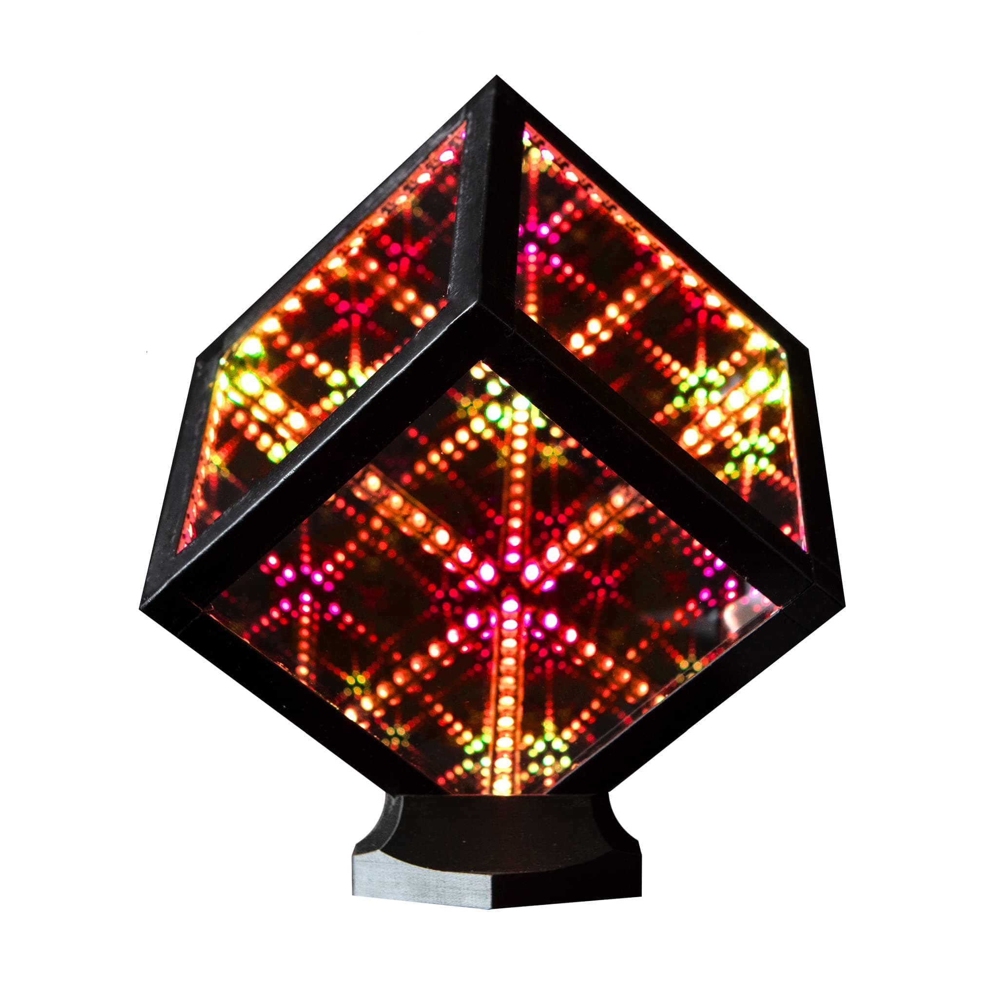 The Hyperspace Lighting Company HyperCube Nano Infinity Cube LED Light with Stand, 5.5 Inch Sound Reactive Portable Desk Lamp, App Enabled RGB, Multicolor Decorative Mirror with Night Light