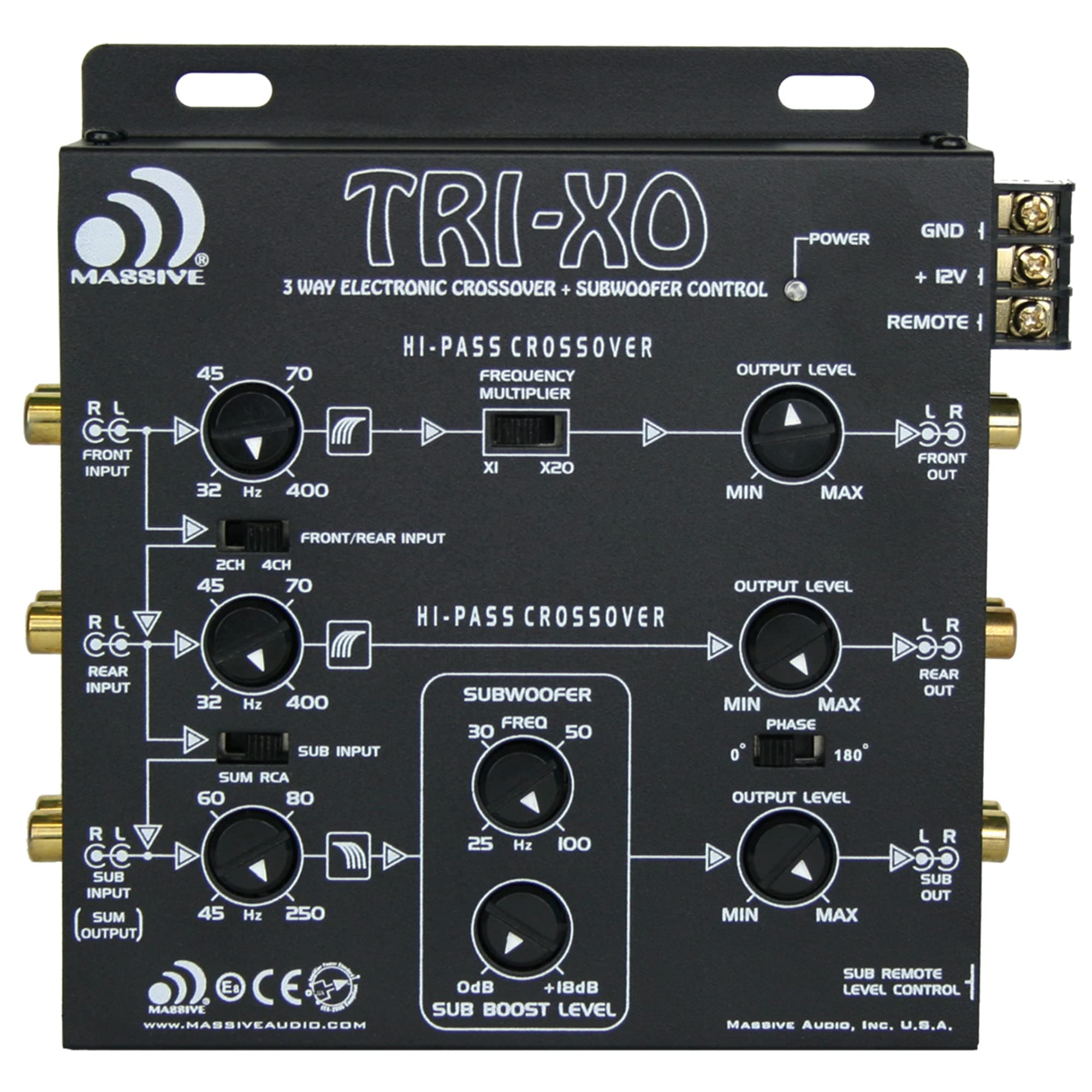 Massive Audio Tri-XO - 3 Way Electronic Crossover with Subwoofer Control