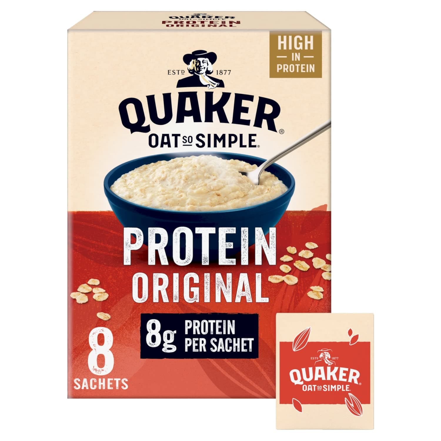 Quaker Oats So Simple Protein Sachets, 38 g, Original, Pack of 8